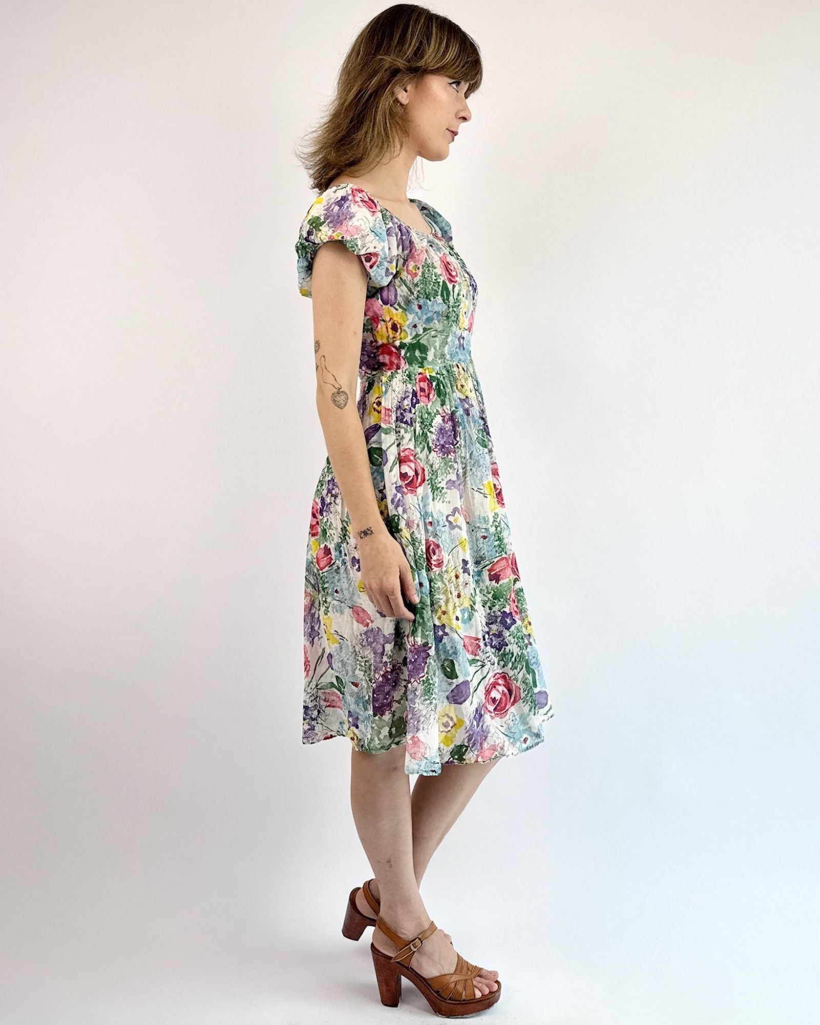 1940s Precious Petals Silk Dress