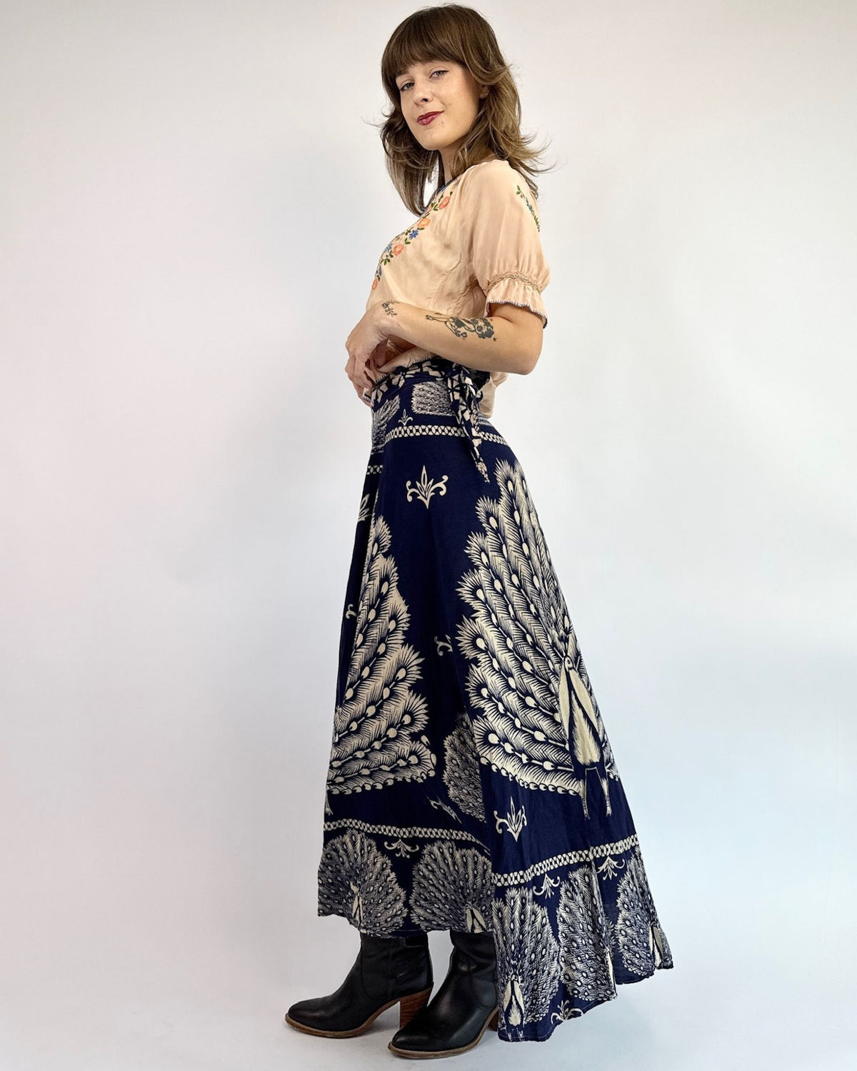 Walk The Walk Peacock Wrap Skirt