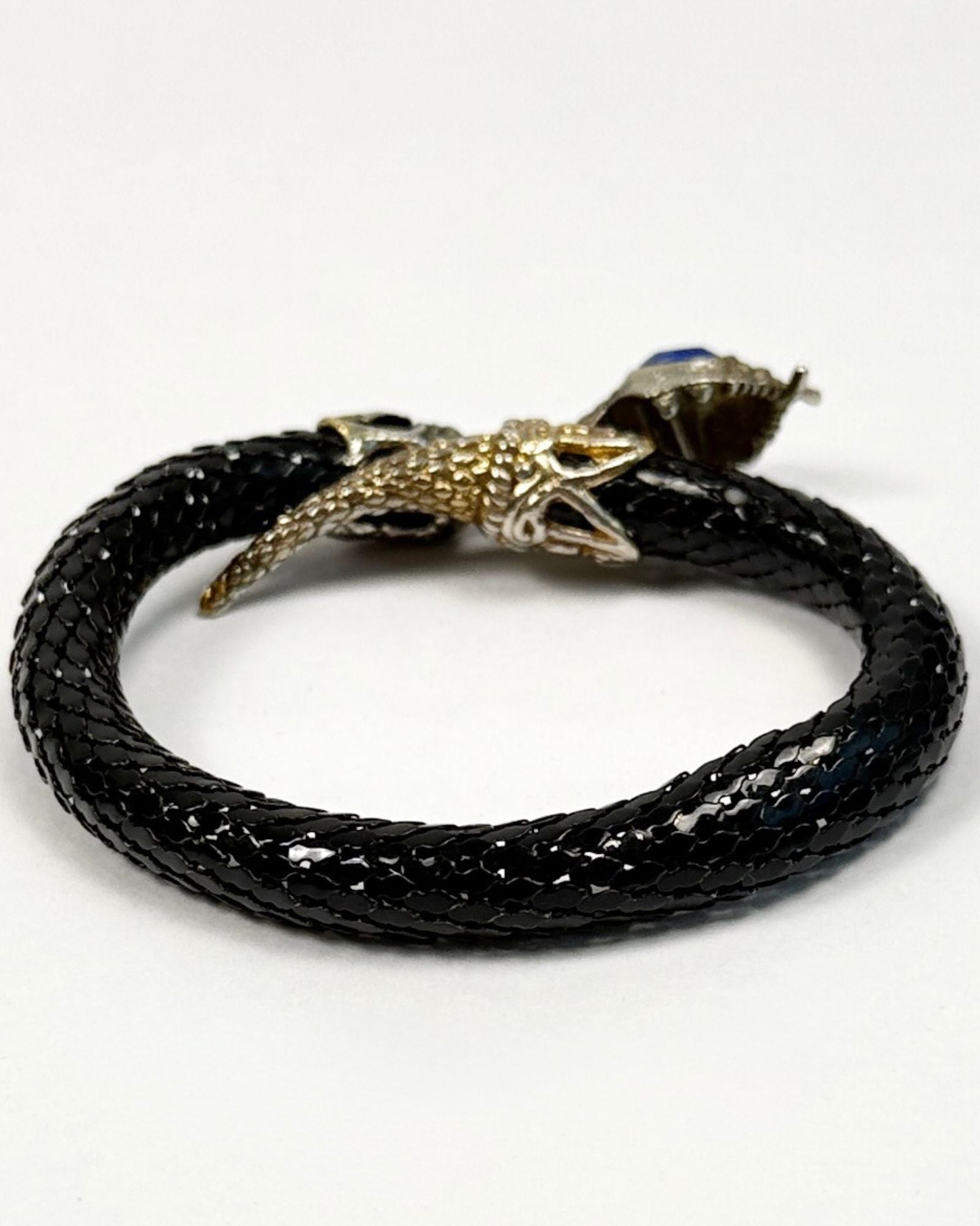 Black Snake Bracelet with Blue Eyes