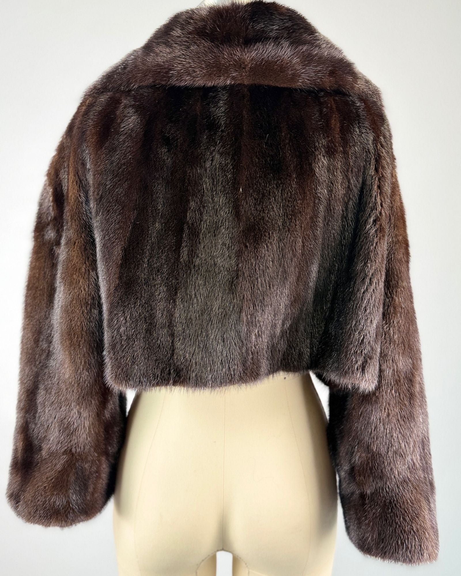 Dark Chocolate Cropped Mink Jacket