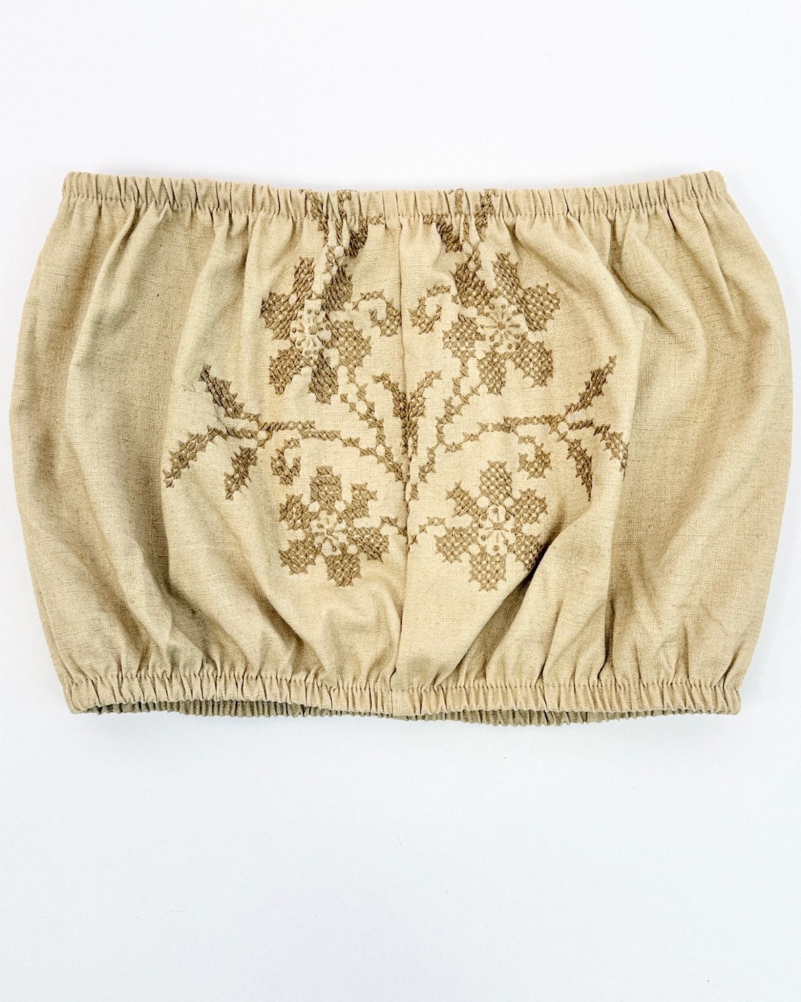 Tan Embroidered Tube Top