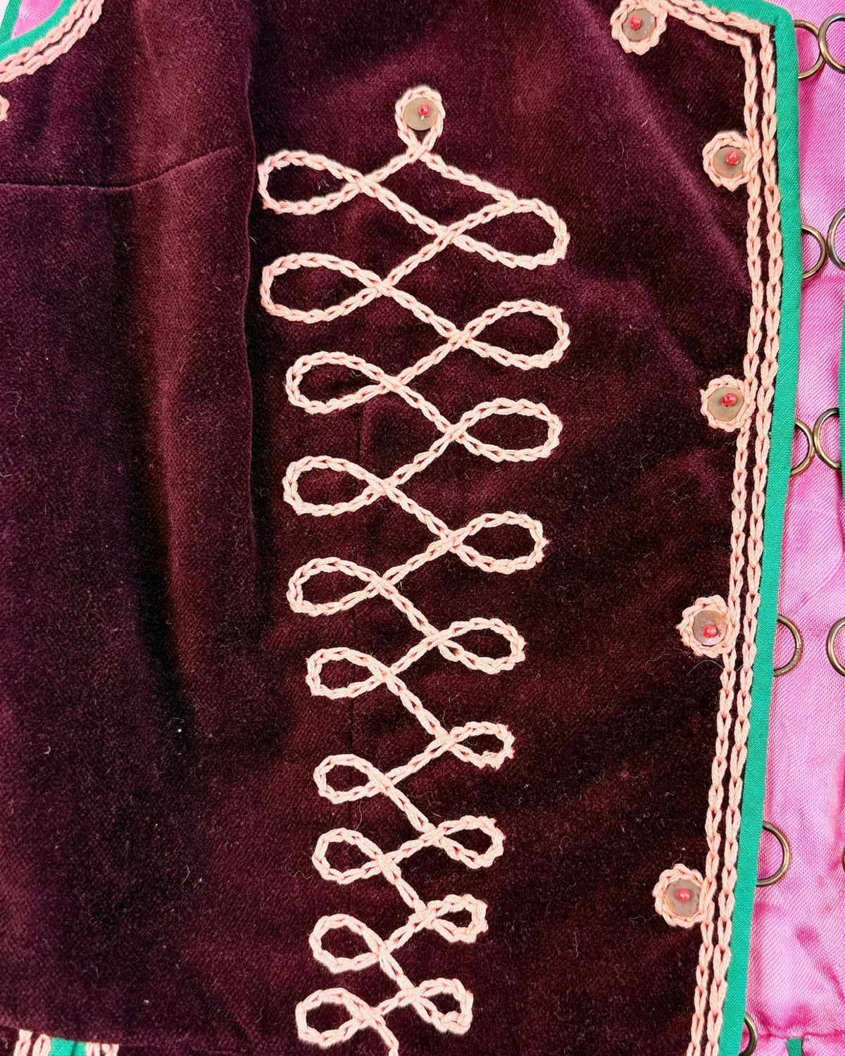 Burgundy Polish Velvet Folk Art Vest