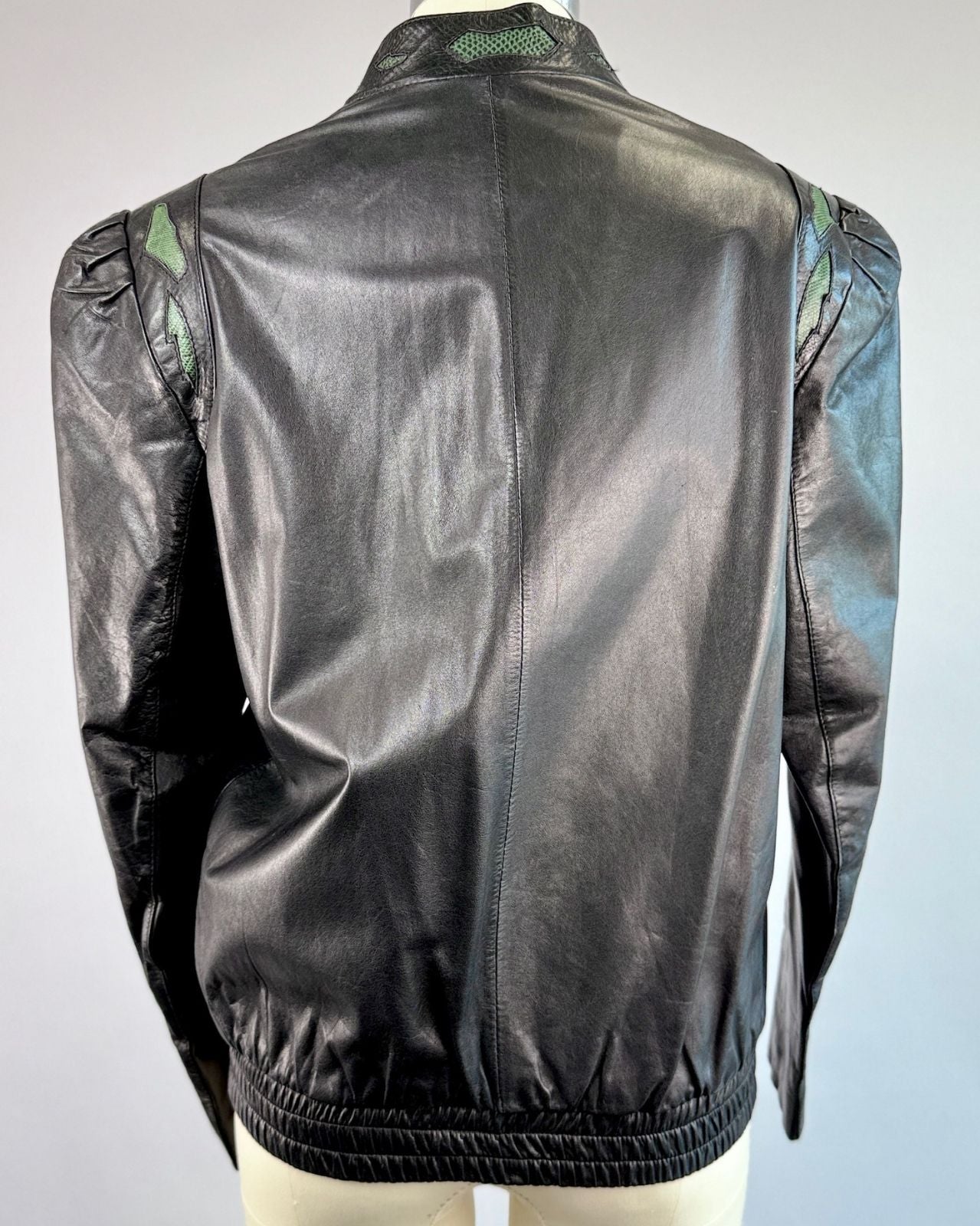 Black 80's Leather Bomber Jacket