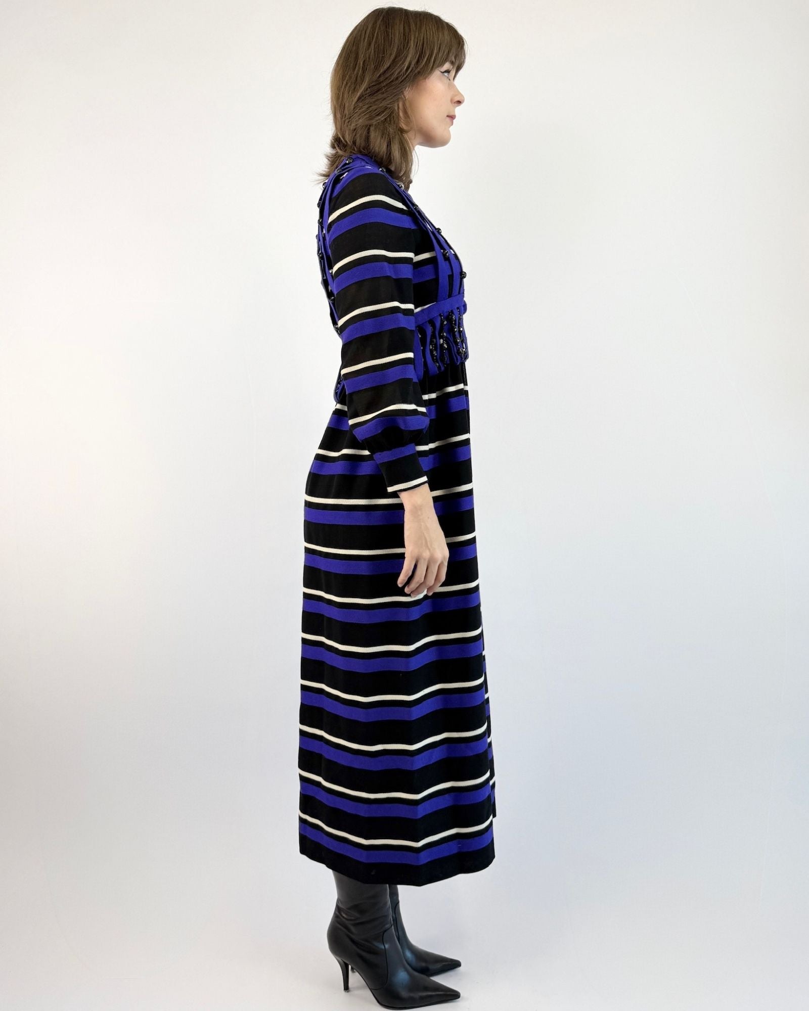 Maripol Stay Striped Wool Evening Dress