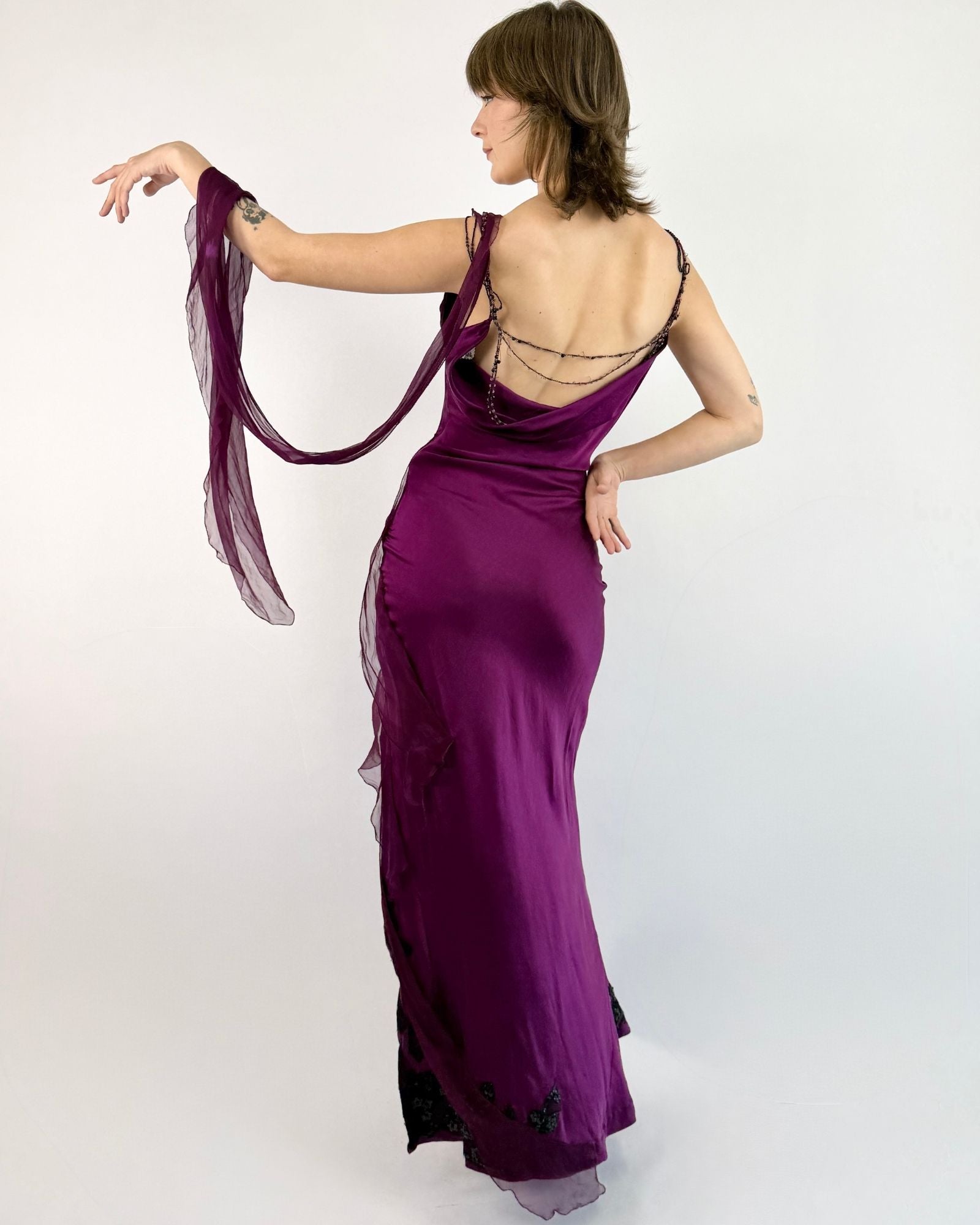 Midnight Vines Decadent Silk Evening Gown