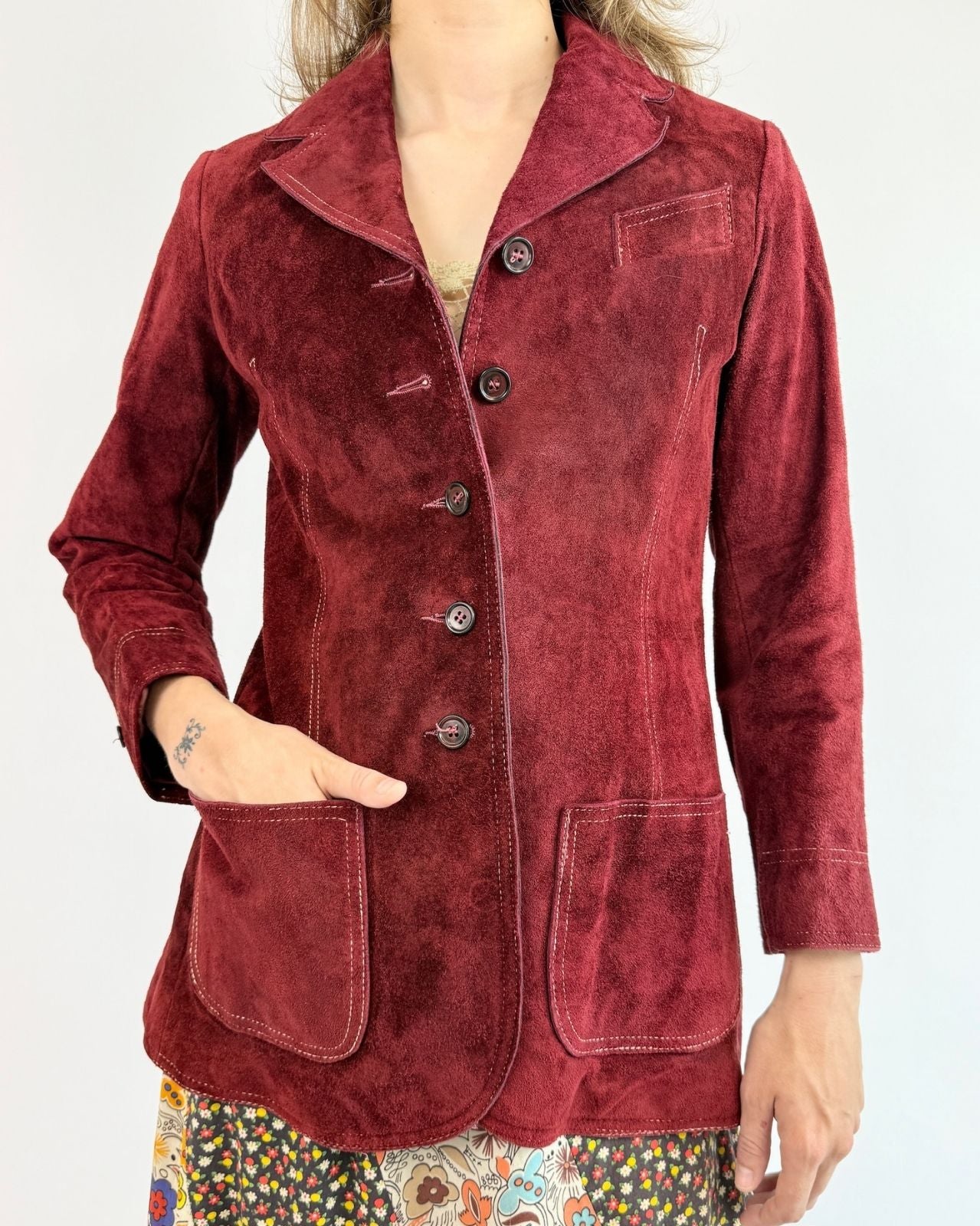 Anne Klein Merlot Suede Jacket