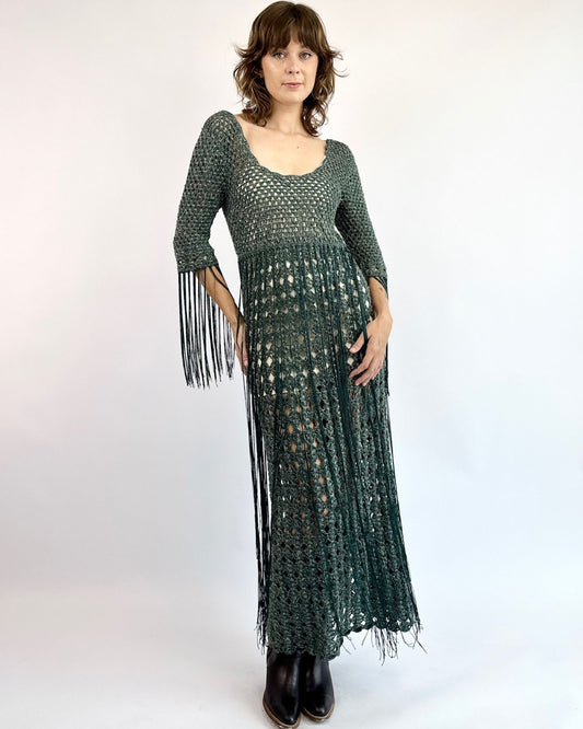 Cosmic Strands Crochet Fringe Dress