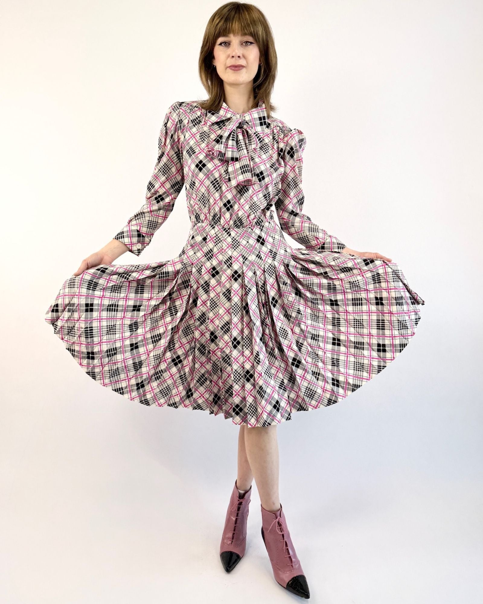YSL Love on File Plaid Dress