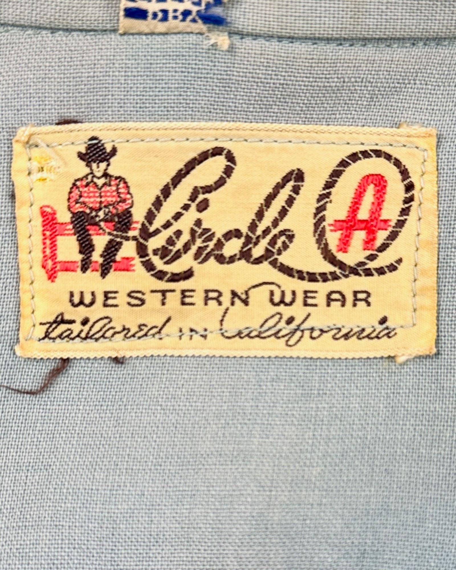 50s Blue Chain Stitched Pearl Snap