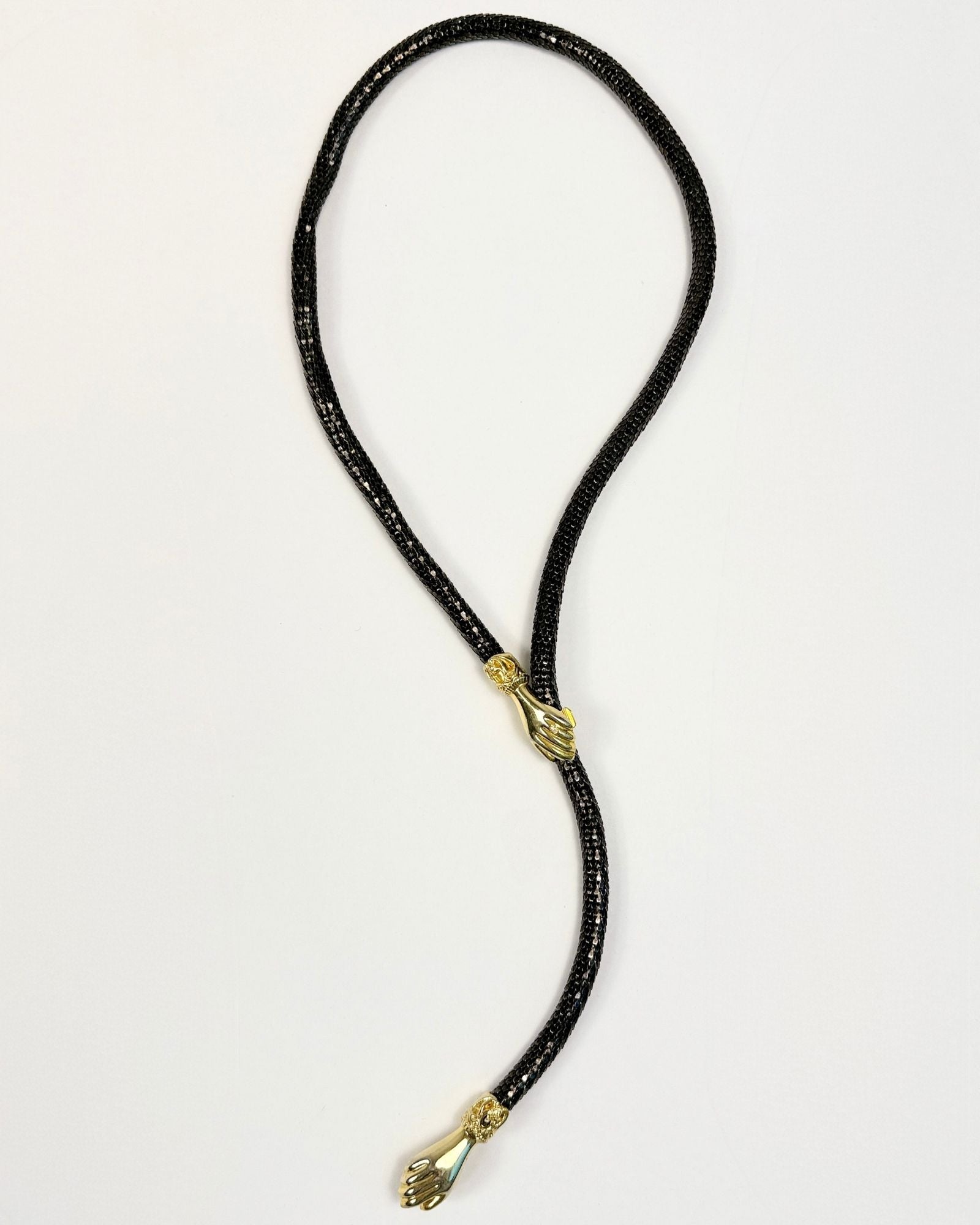 DL Auld Black Mesh Gold Hands Necklace