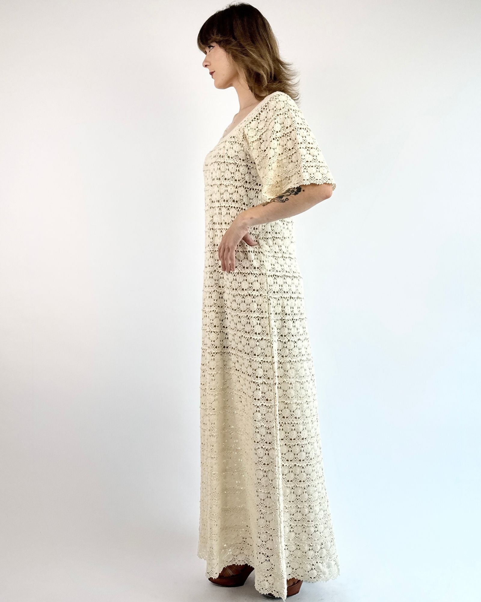 70s Summer Coastlines Crochet Maxi