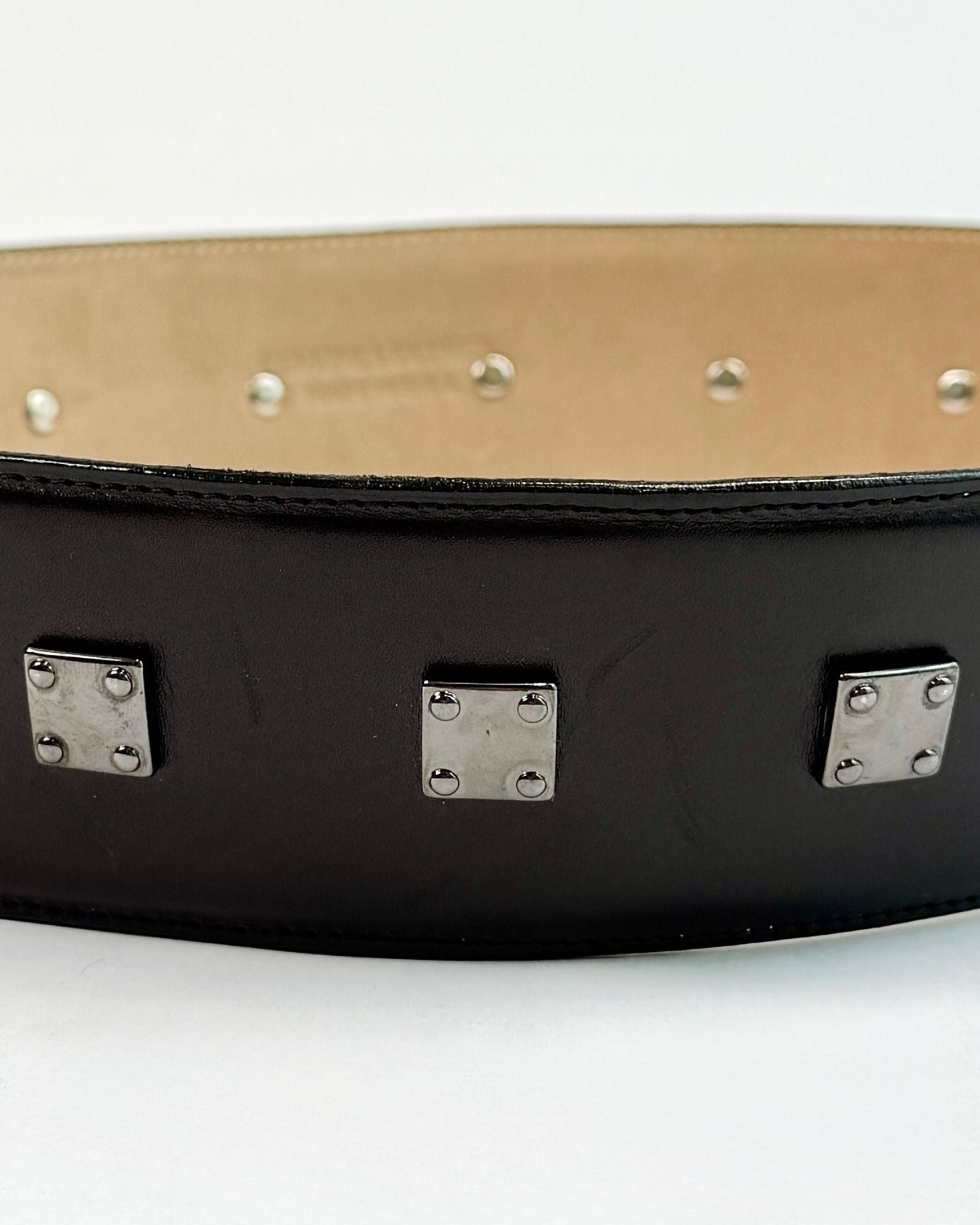 Wide Silver Square Studded Belt