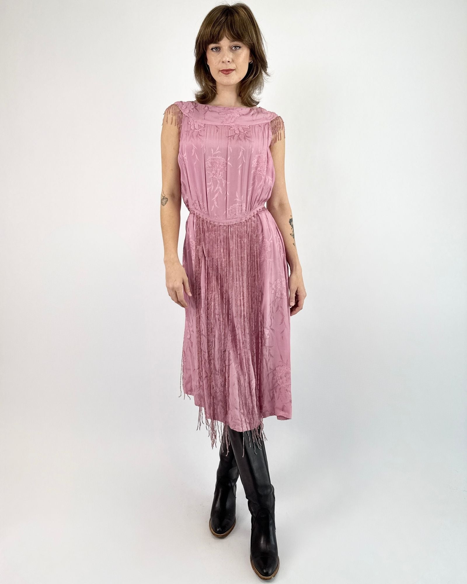 1920s Aphrodite Dances Lavender Silk Dress