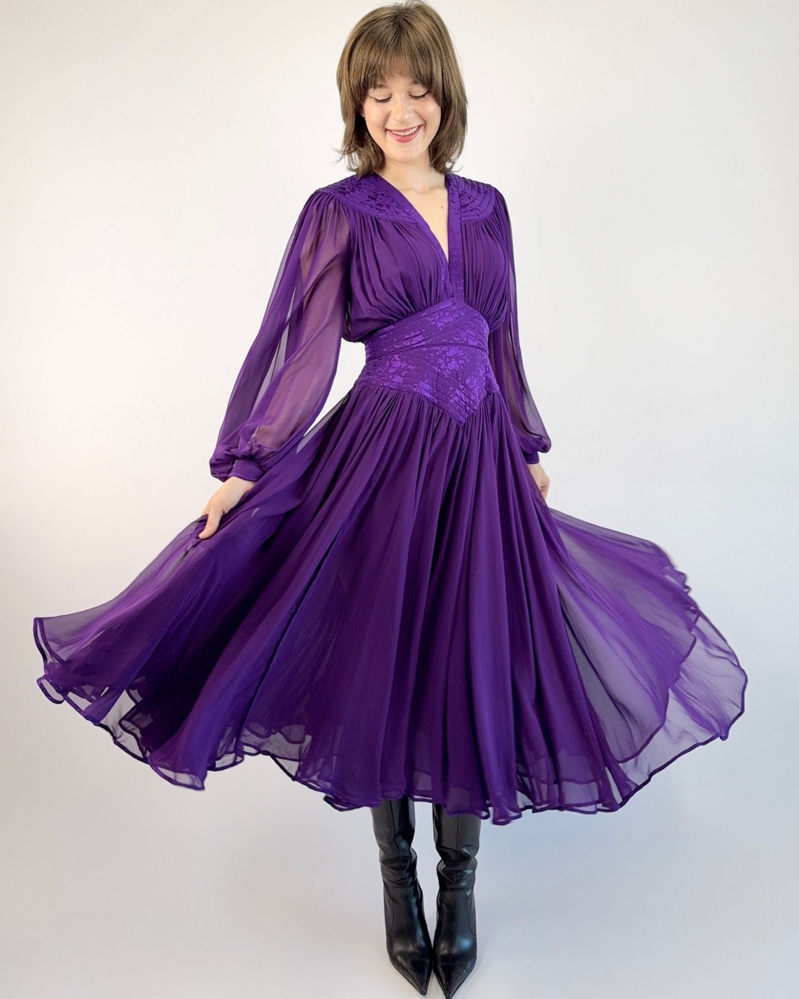 Wayne Clark Sugar Plum Soireé Chiffon Dress