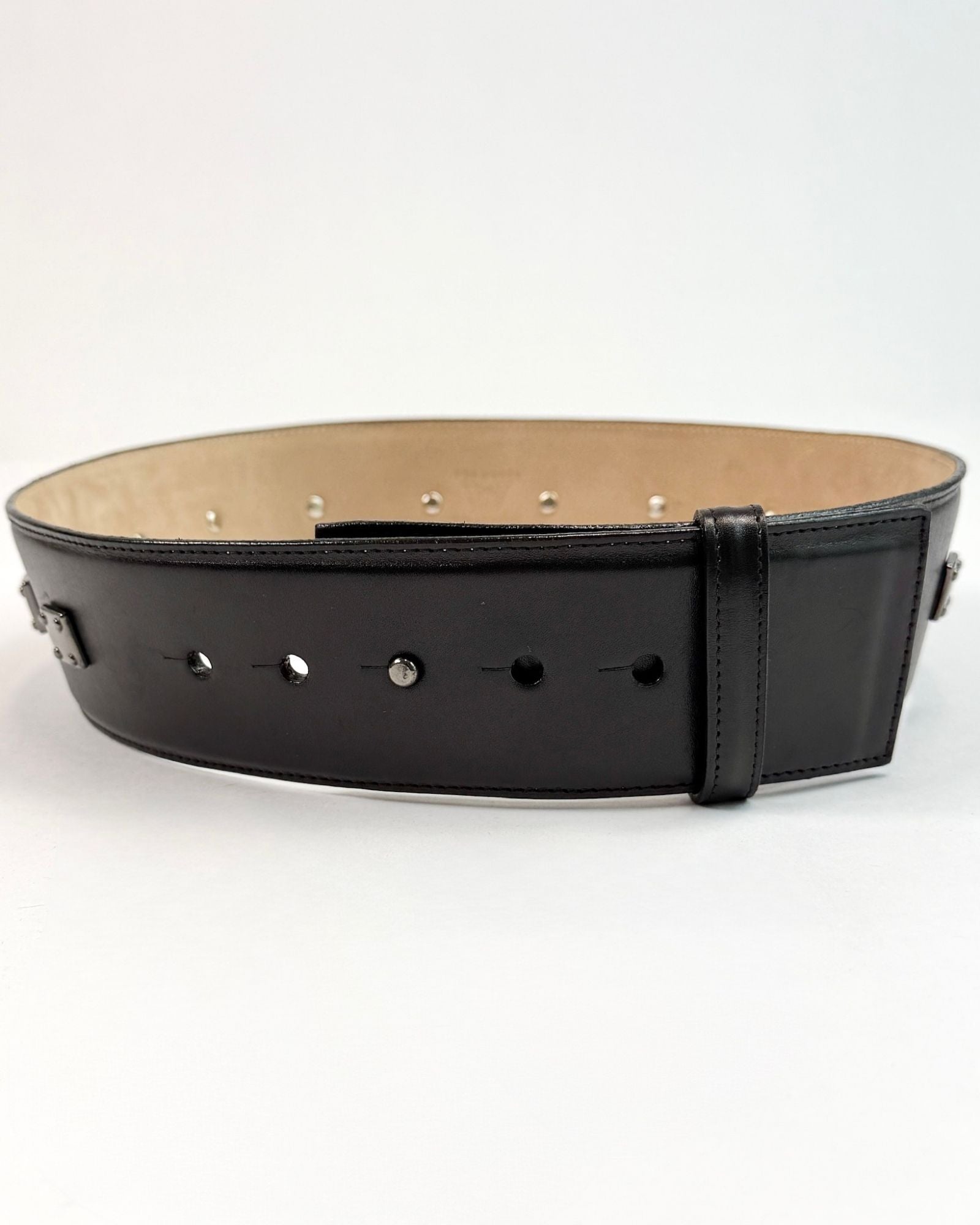 Wide Silver Square Studded Belt