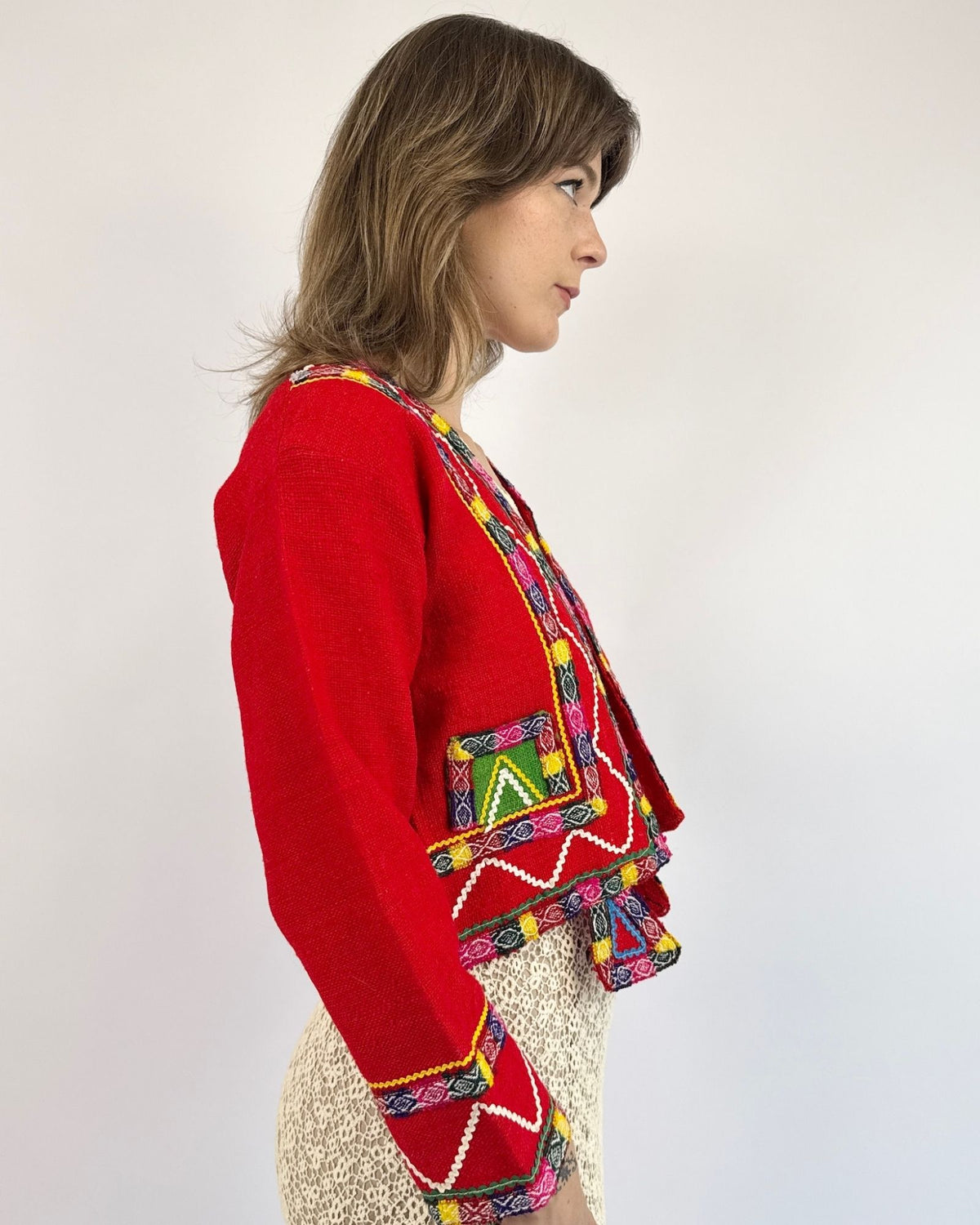 Bolivian Colorful Moments Folk Art Jacket