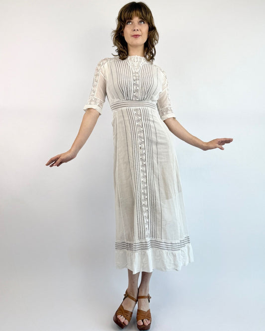 Edwardian Positively Posh Striped Lawn Dress