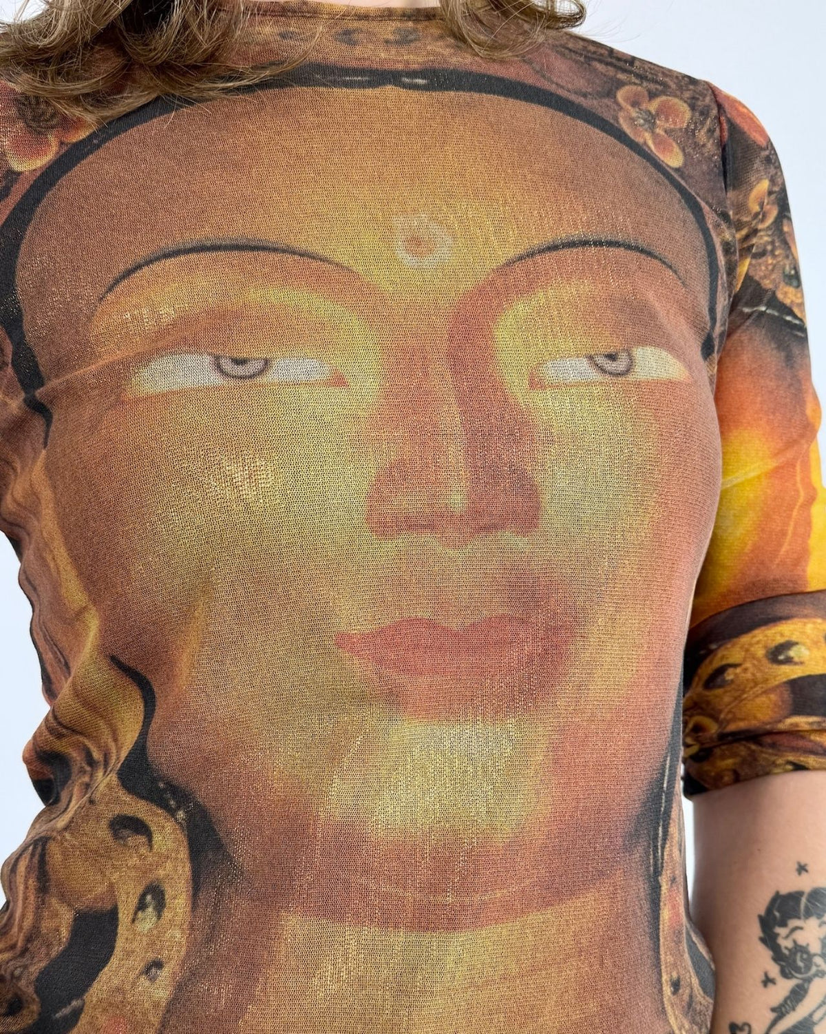 Vivienne Tam Golden Buddha Mesh Top