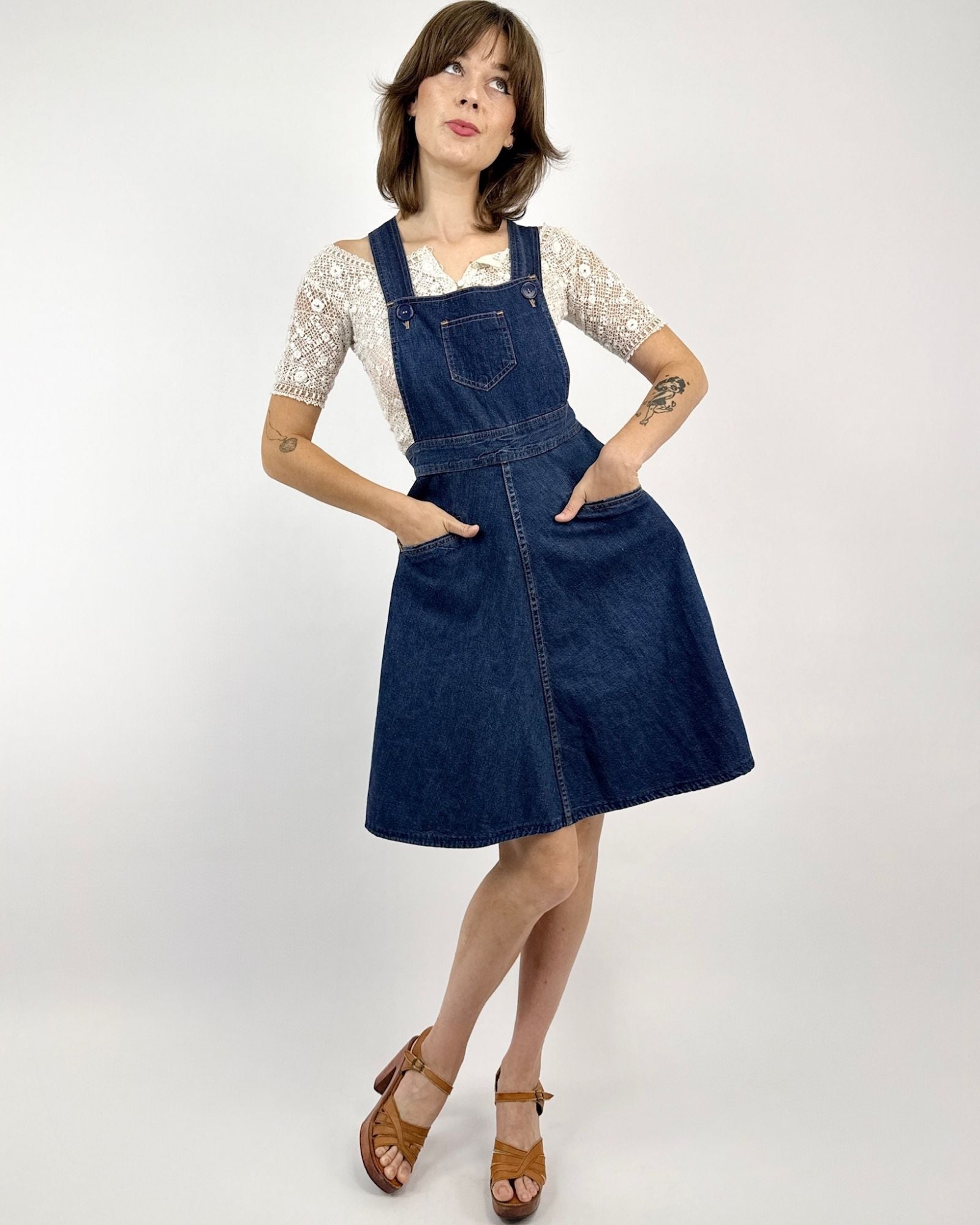 Farmer's Daughter 70s Overalls Dress