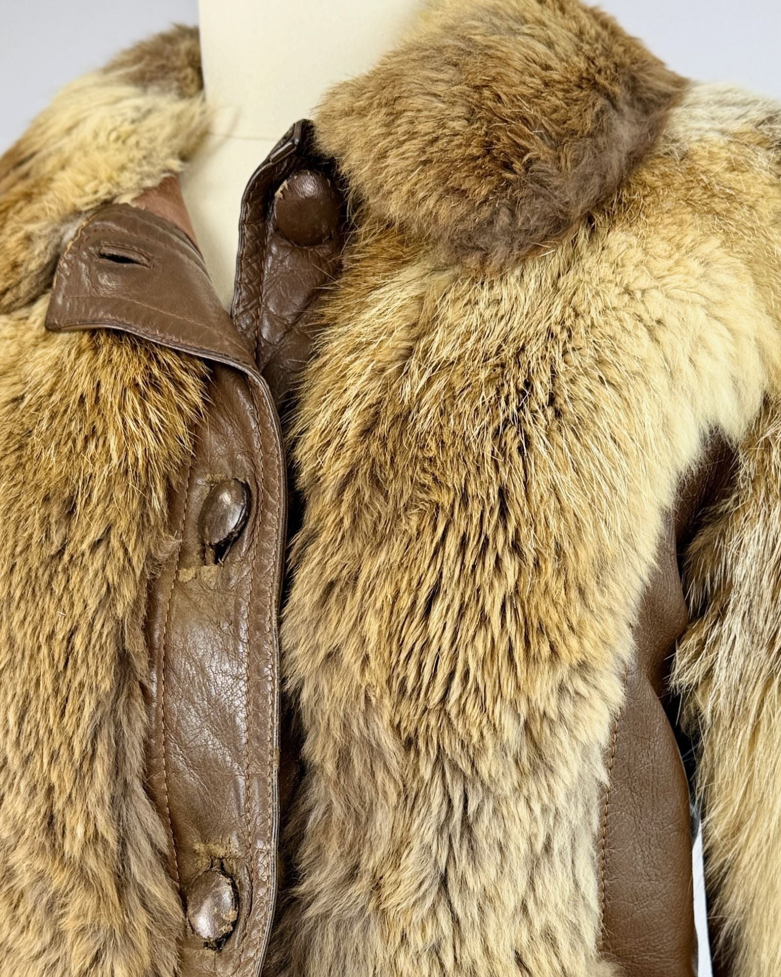 Brown Leather and Fur Cropped Jacket