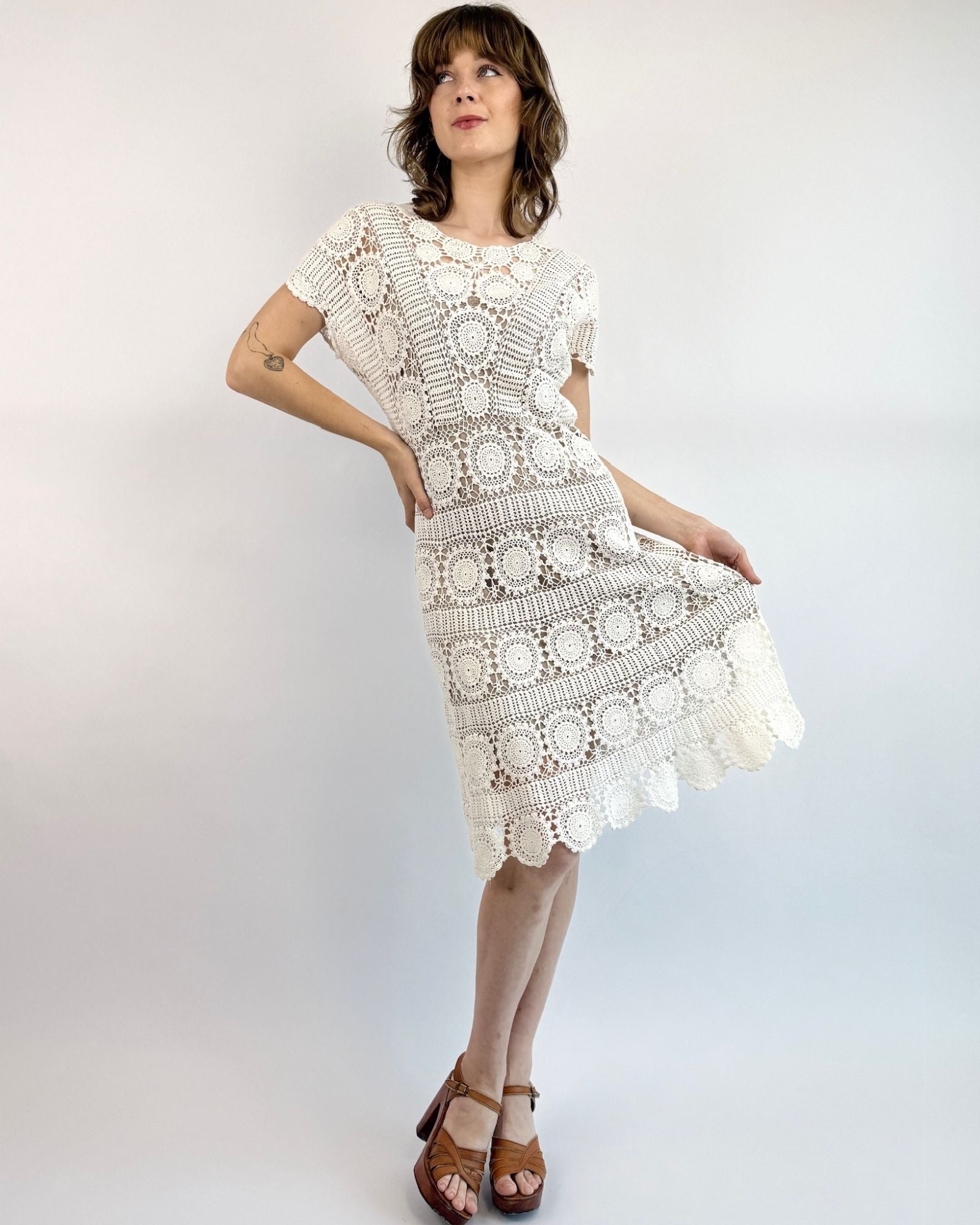 Doily Daze White Crochet Dress