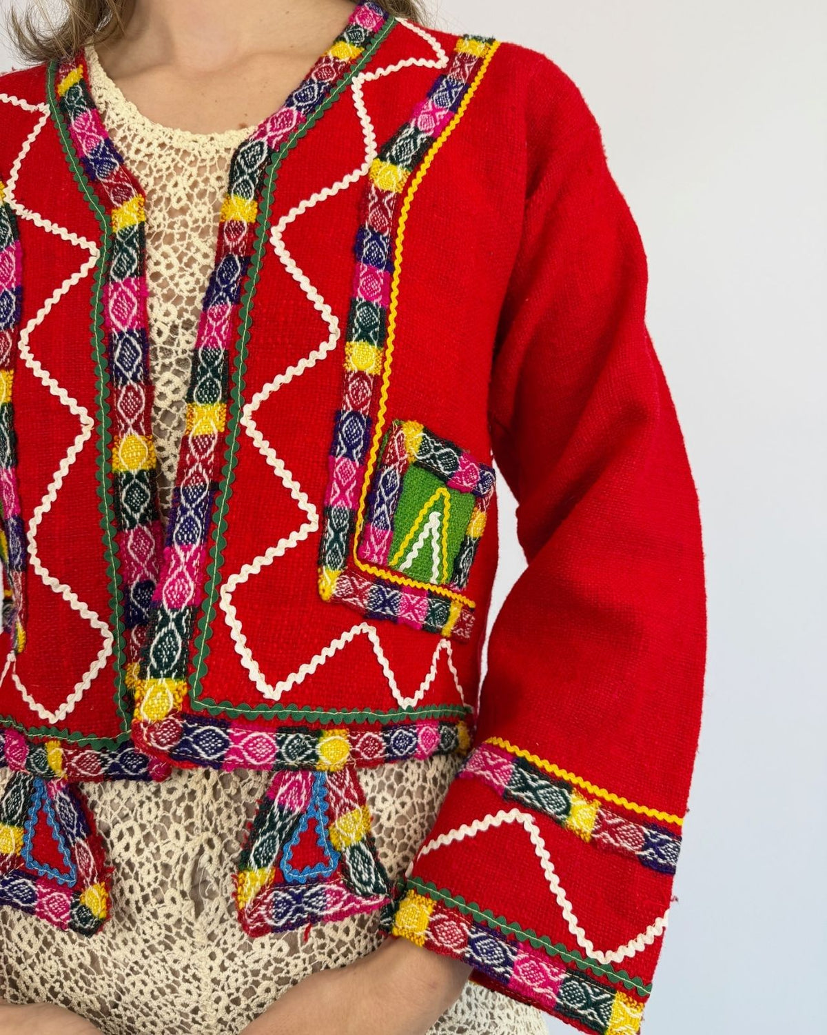 Bolivian Colorful Moments Folk Art Jacket