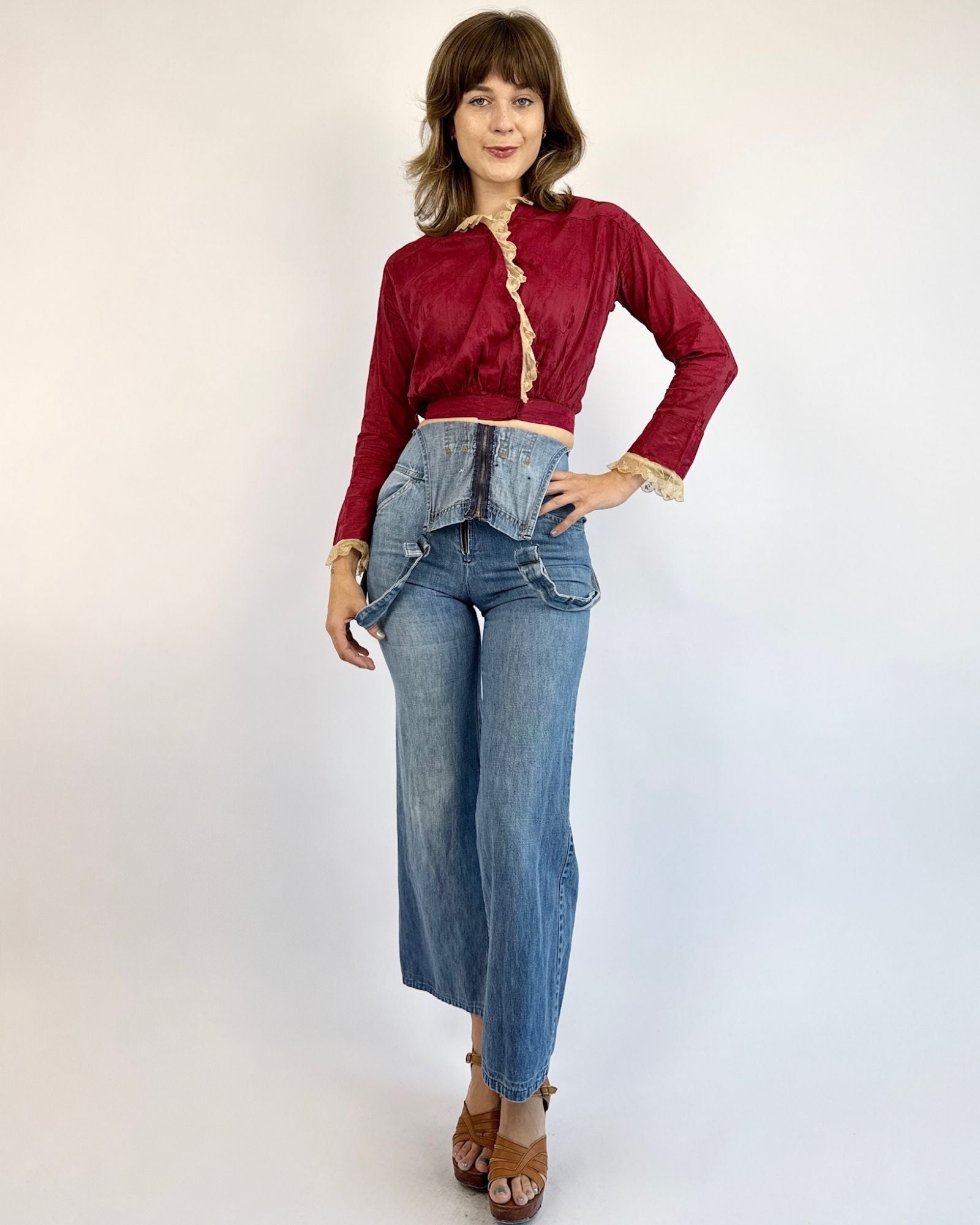 Victorian Merlot Thoughts Lace Top