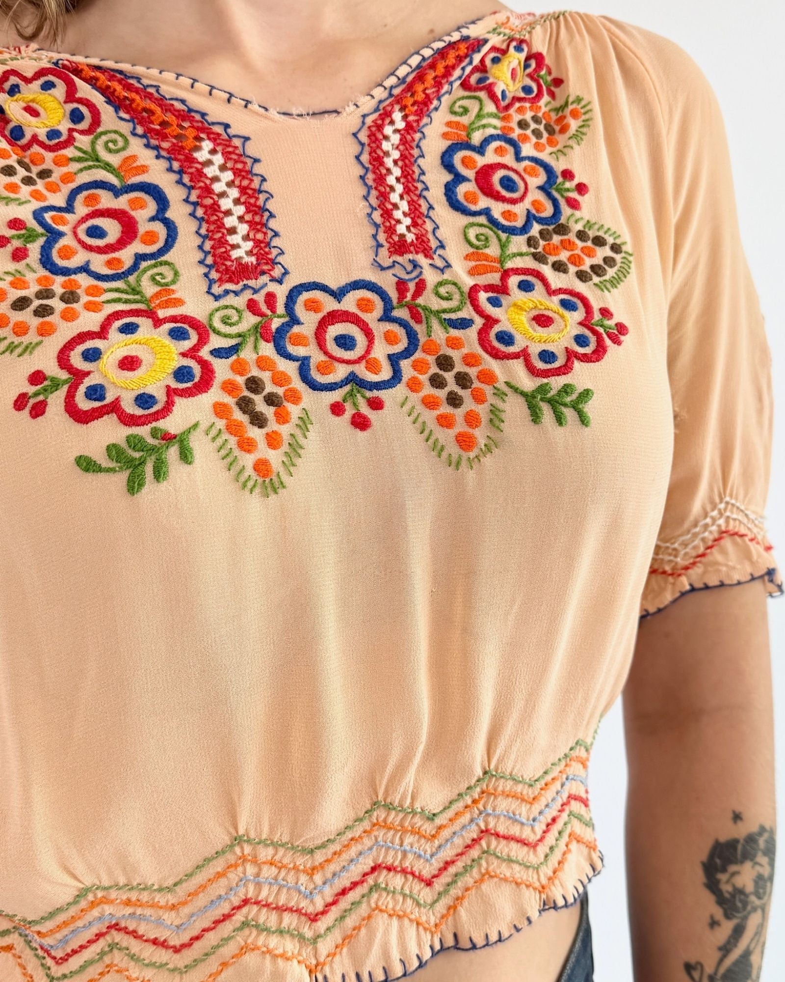 1940s Sunset Stories Folk Blouse