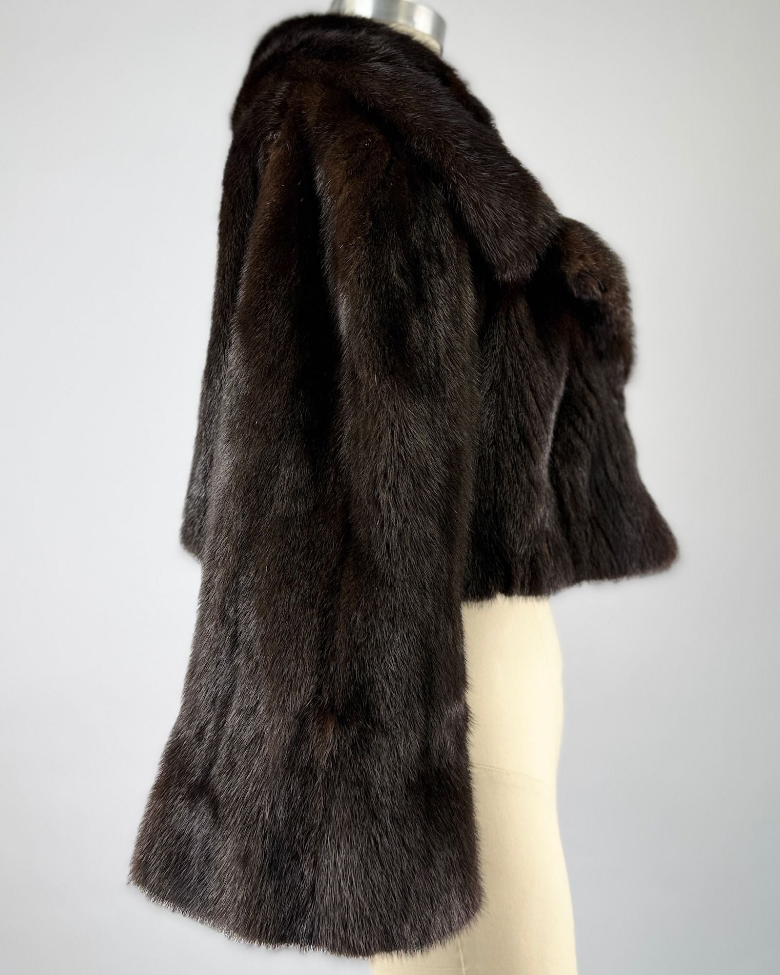 Dark Chocolate Cropped Mink Jacket