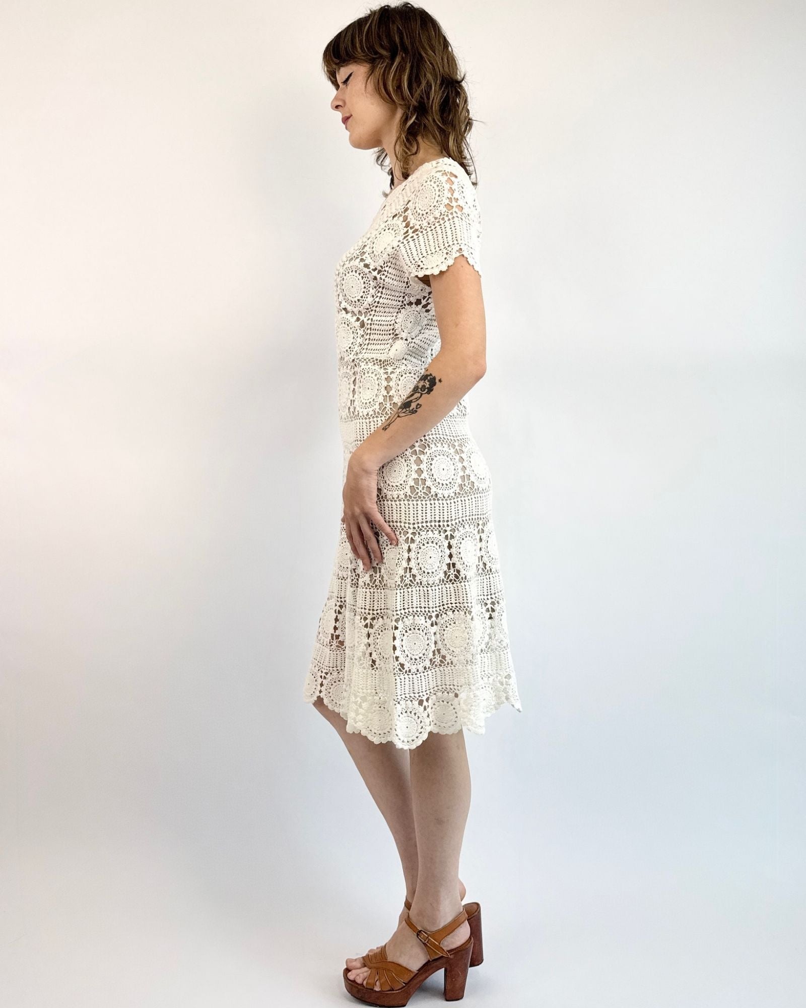 Doily Daze White Crochet Dress