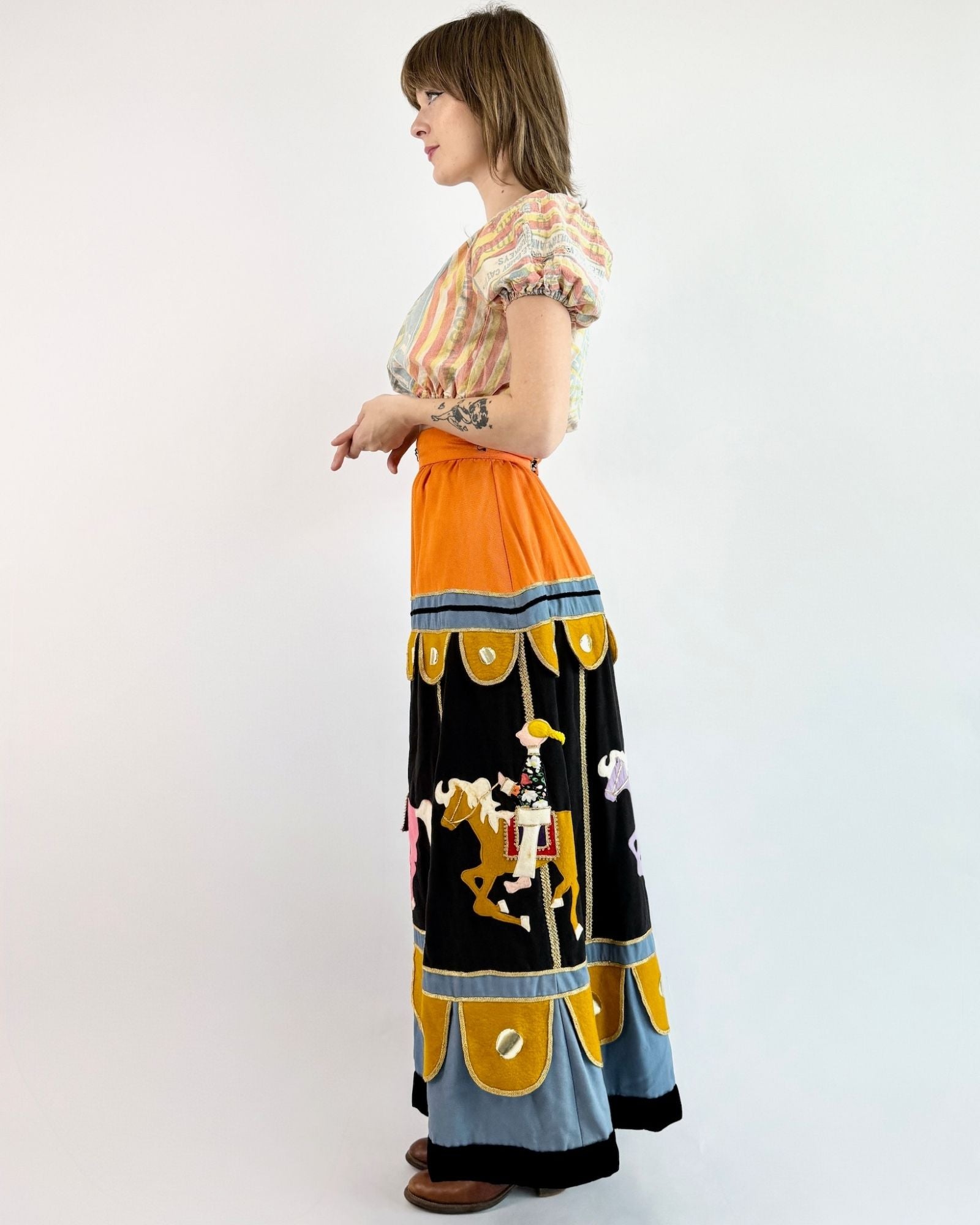 Michael Starr Round We Go Felt Carousel Skirt
