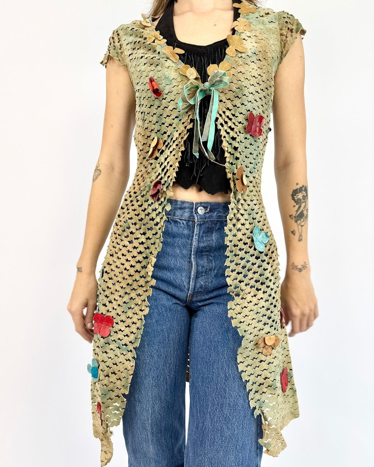 Save The Queen Aquamarine Appliqué Vest