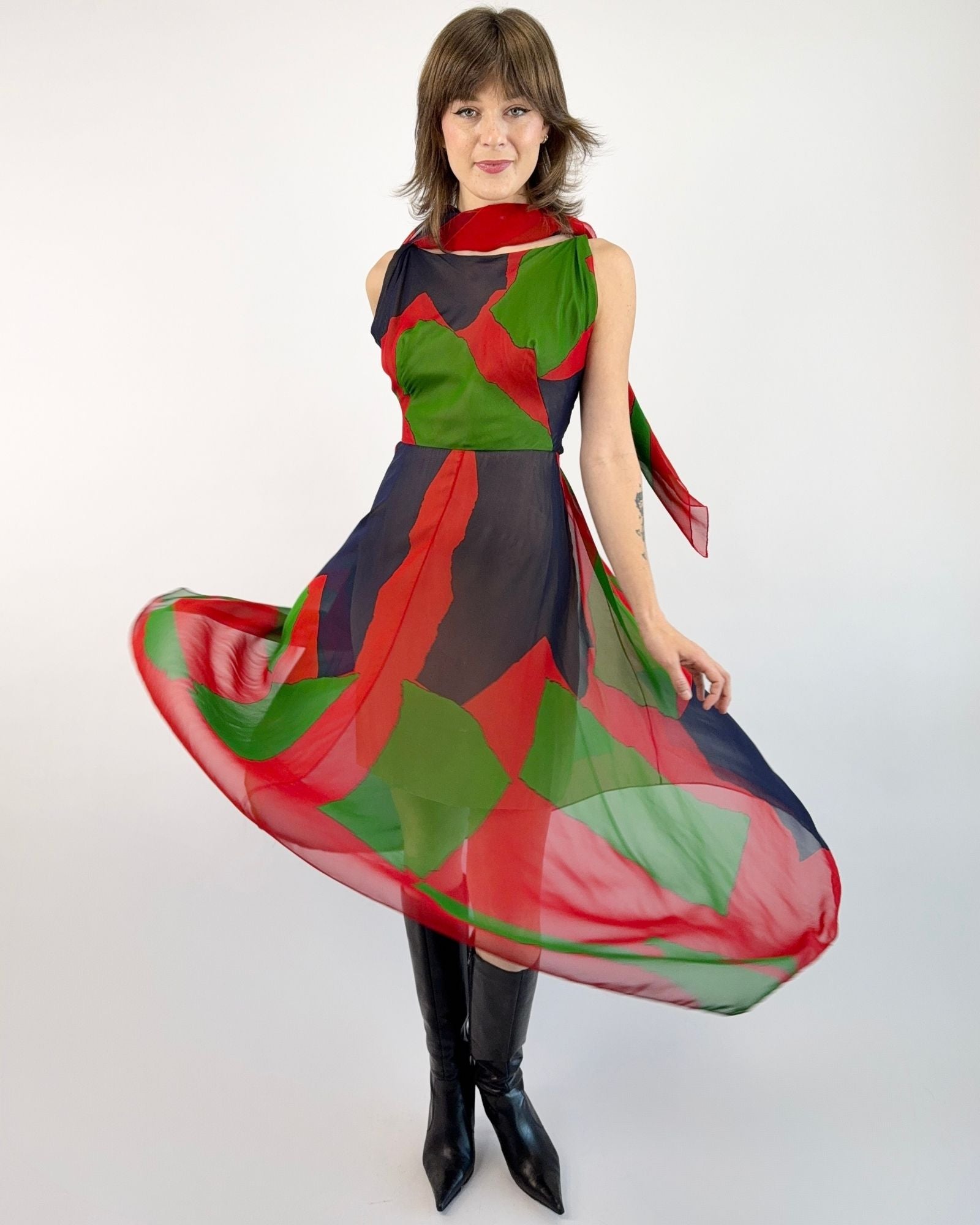 Pauline Trigère Treś Chic Chiffon Dress