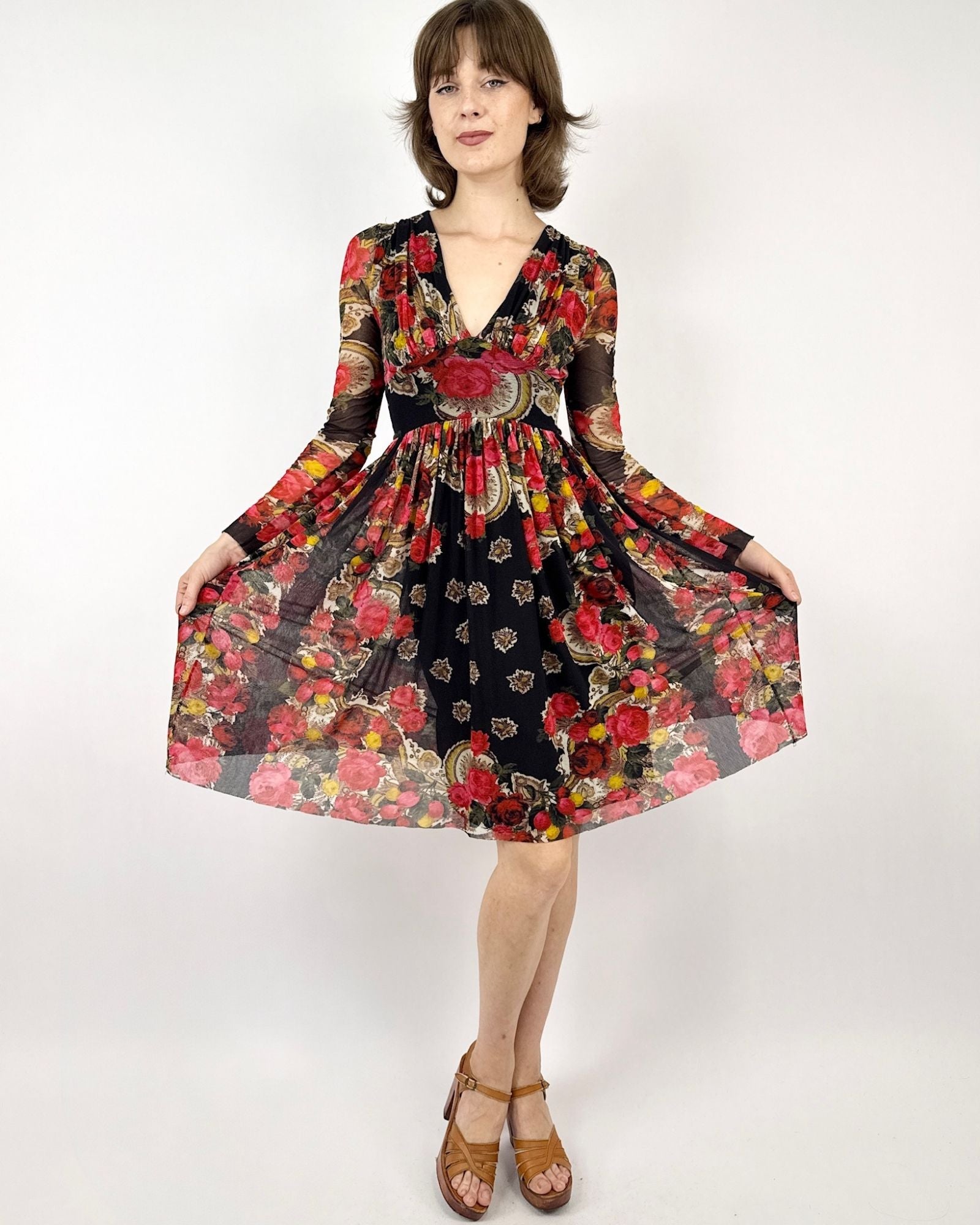 Jean Paul Gaultier Floral Mesh Dress