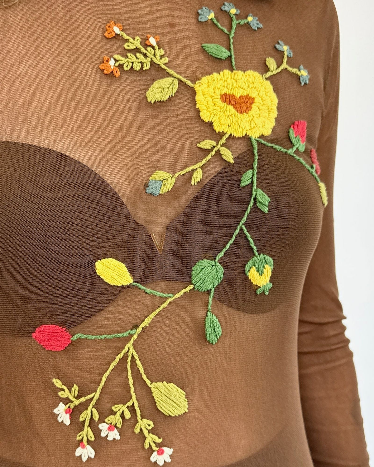 Vivienne Tam Mesh of Petals Embroidered Top