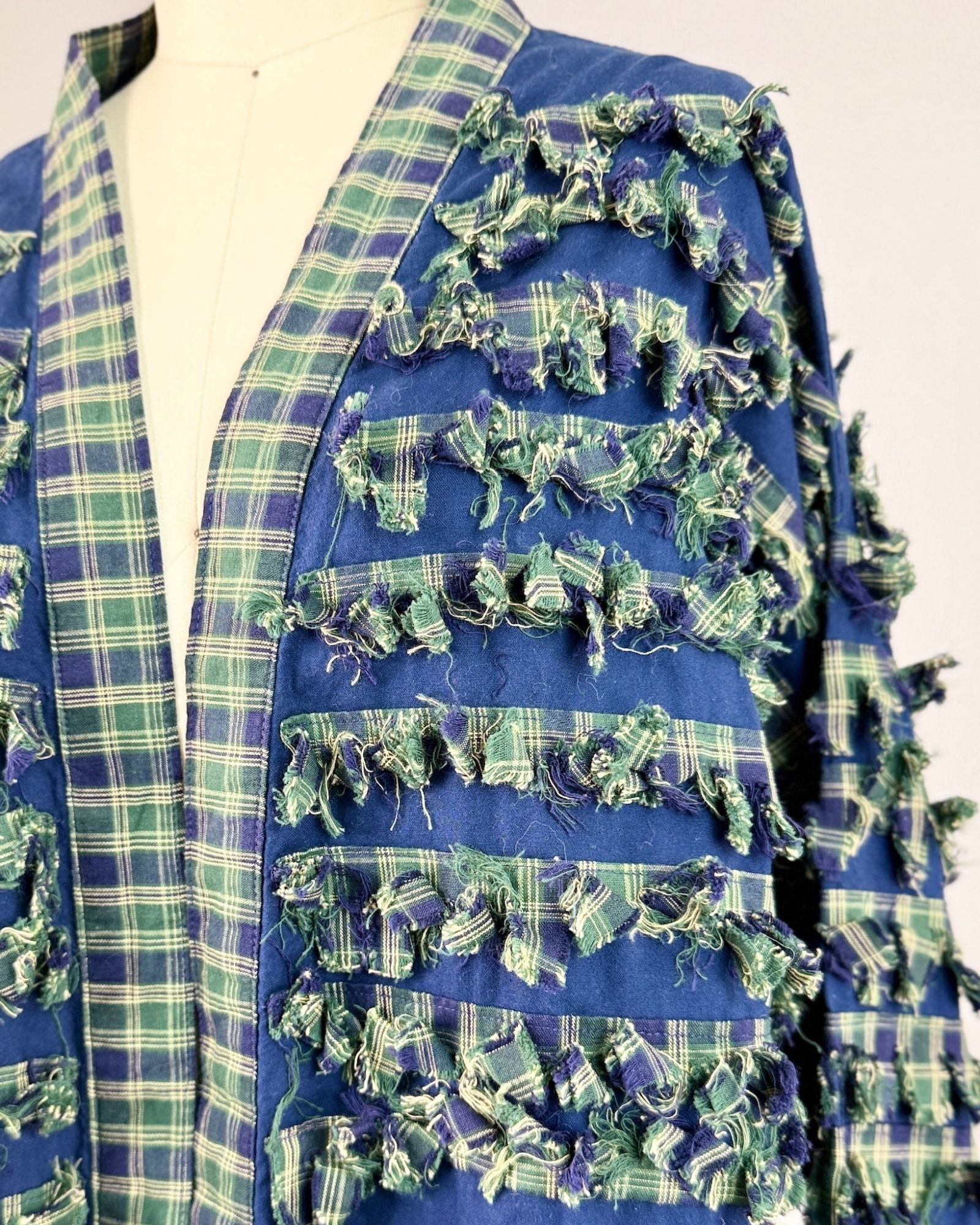 80s Tartan Plaid Fringe Jacket