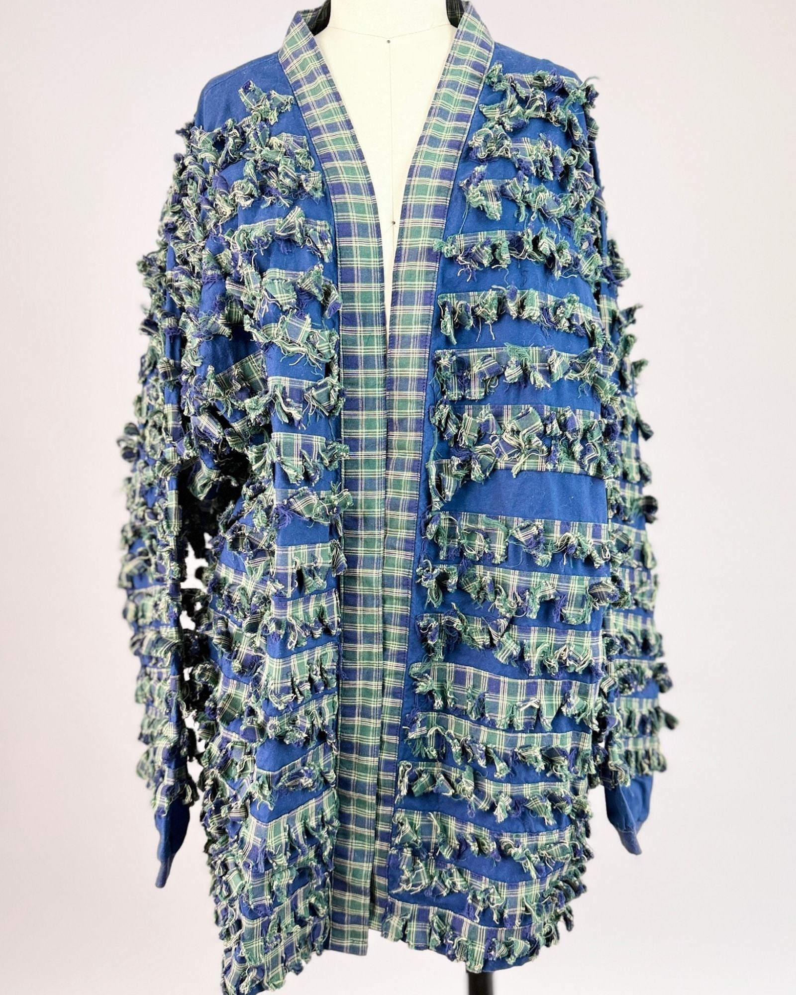 80s Tartan Plaid Fringe Jacket