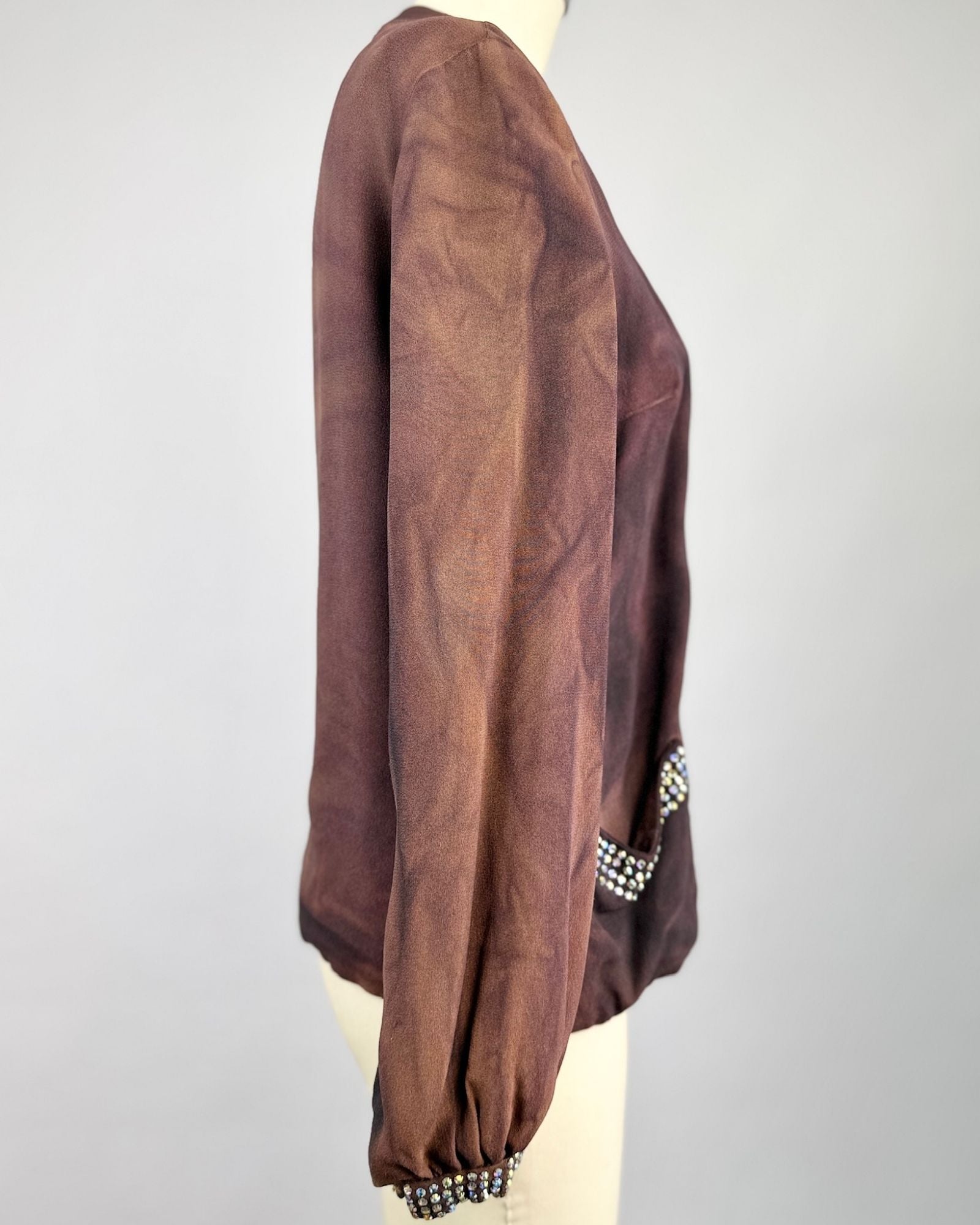 Overdyed Rhinestone Draped Jacket