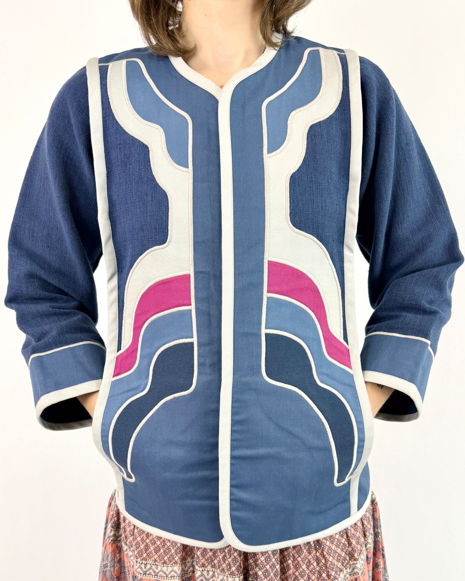 70s Tuesday Blues Patchwork Jacket