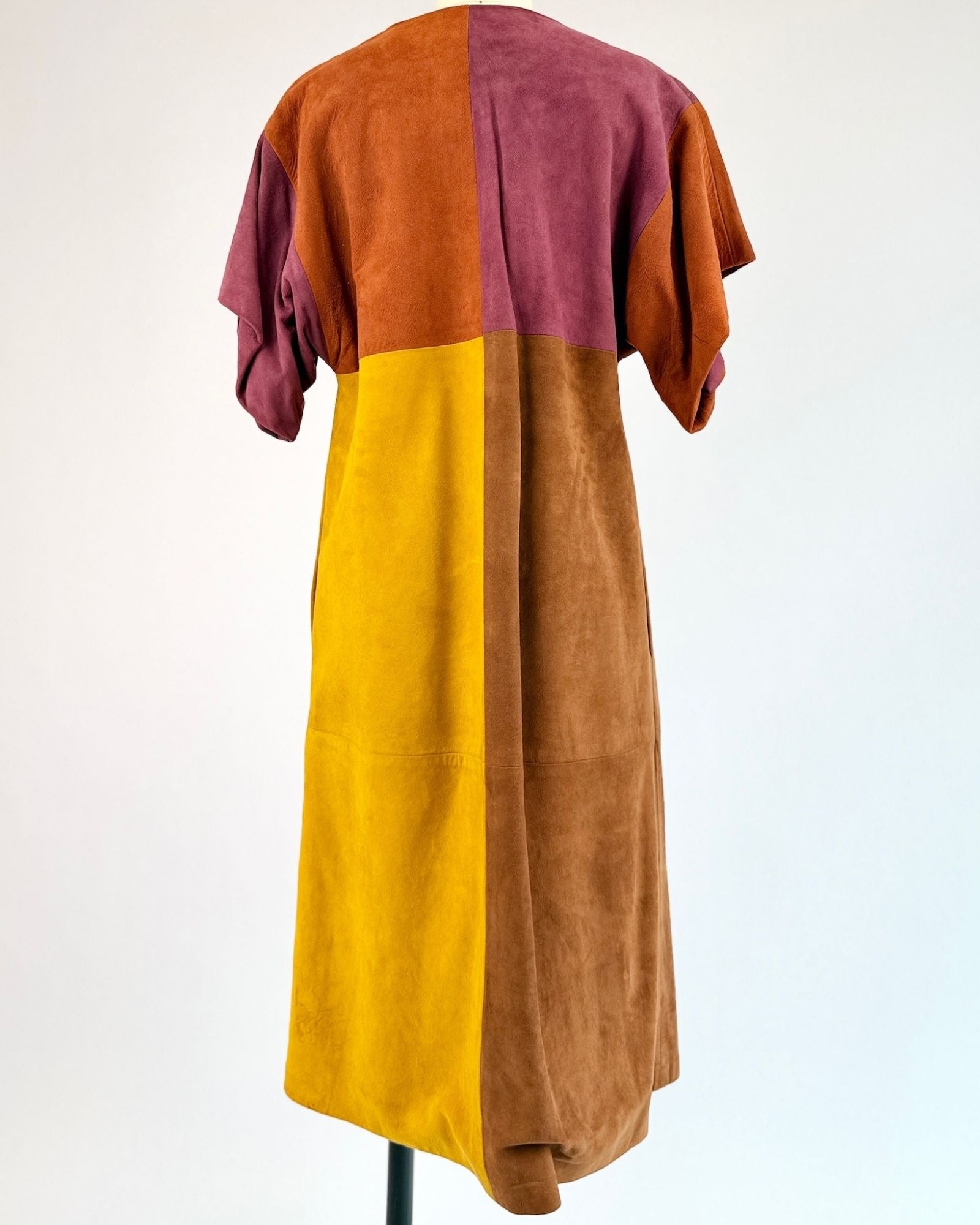 1960s Suede Color Block Dress