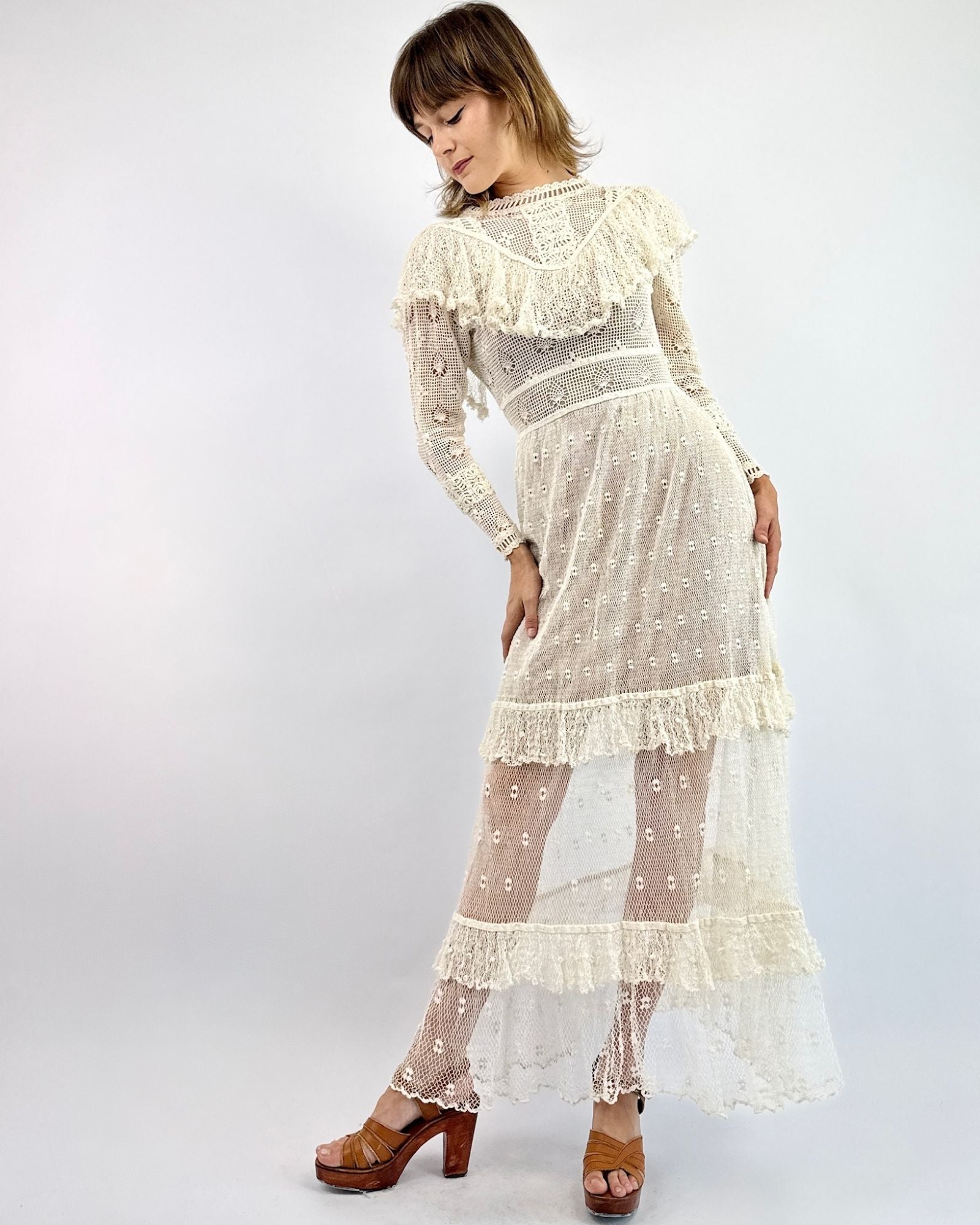 70s Sisters of the Moon Crochet Gown