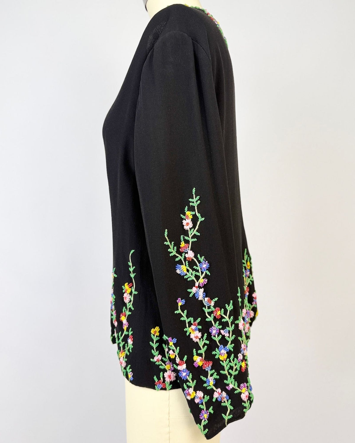 Emanuel Ungaro Black Silk Beaded Top