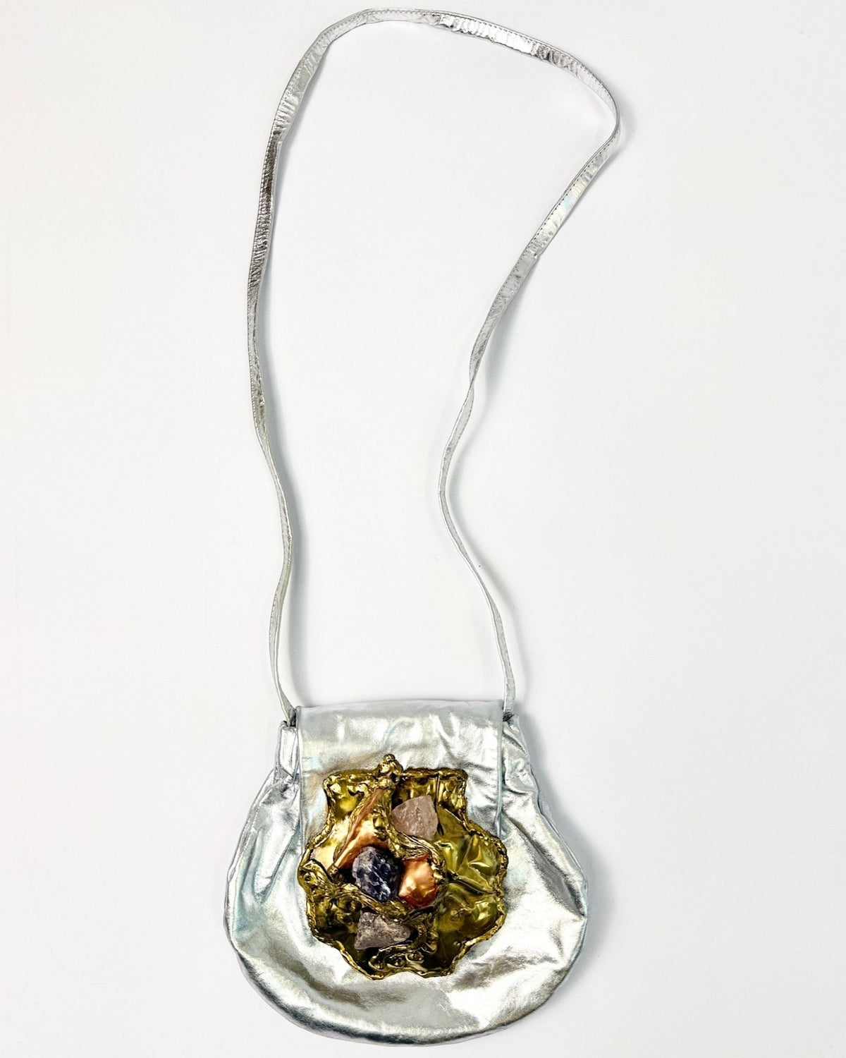 Brutalist Crystal Silver Bag