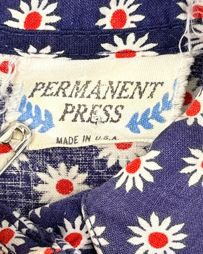 1940s Navy and White Daisy Blouse