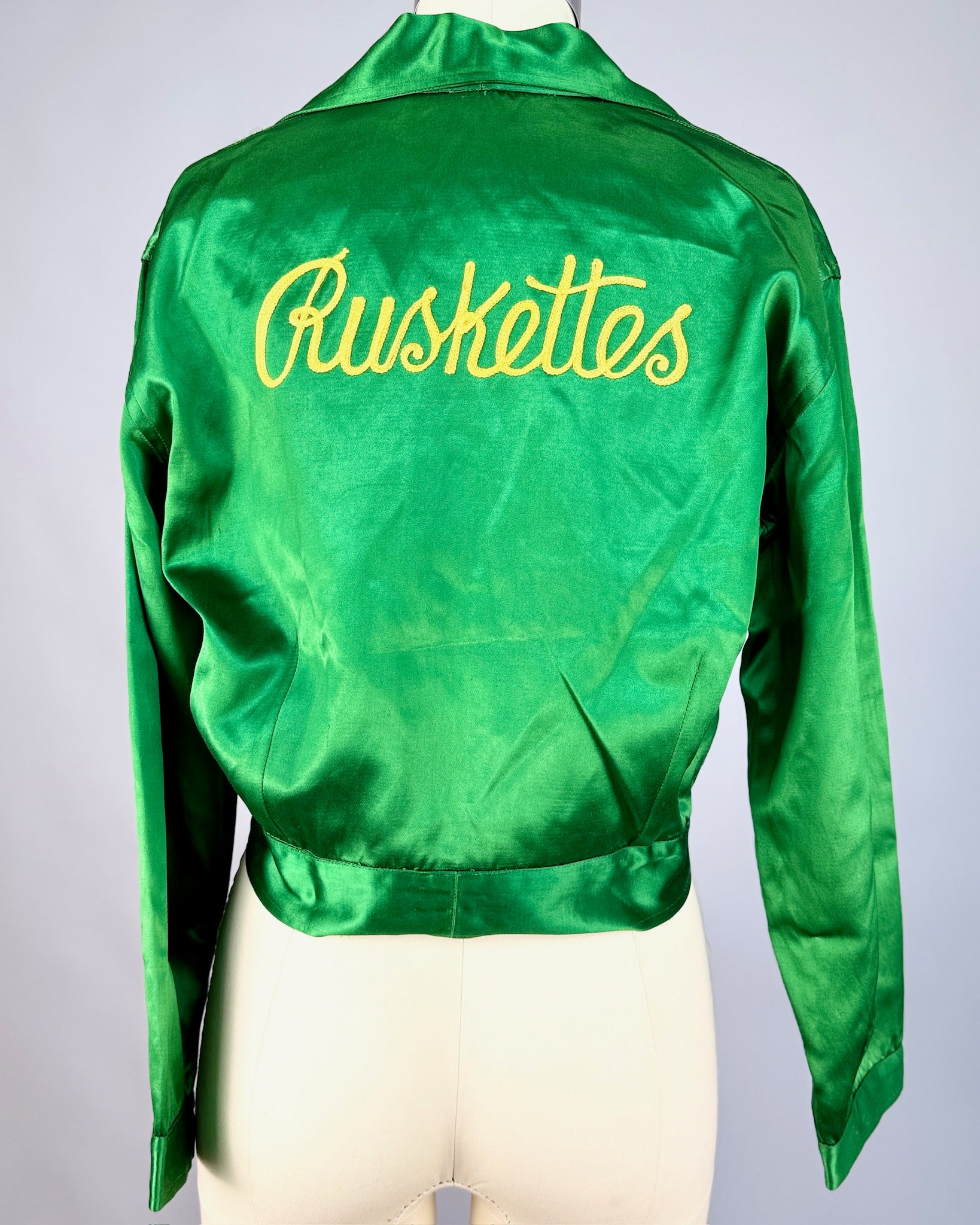 50s Emerald Satin Chainstitch Jacket
