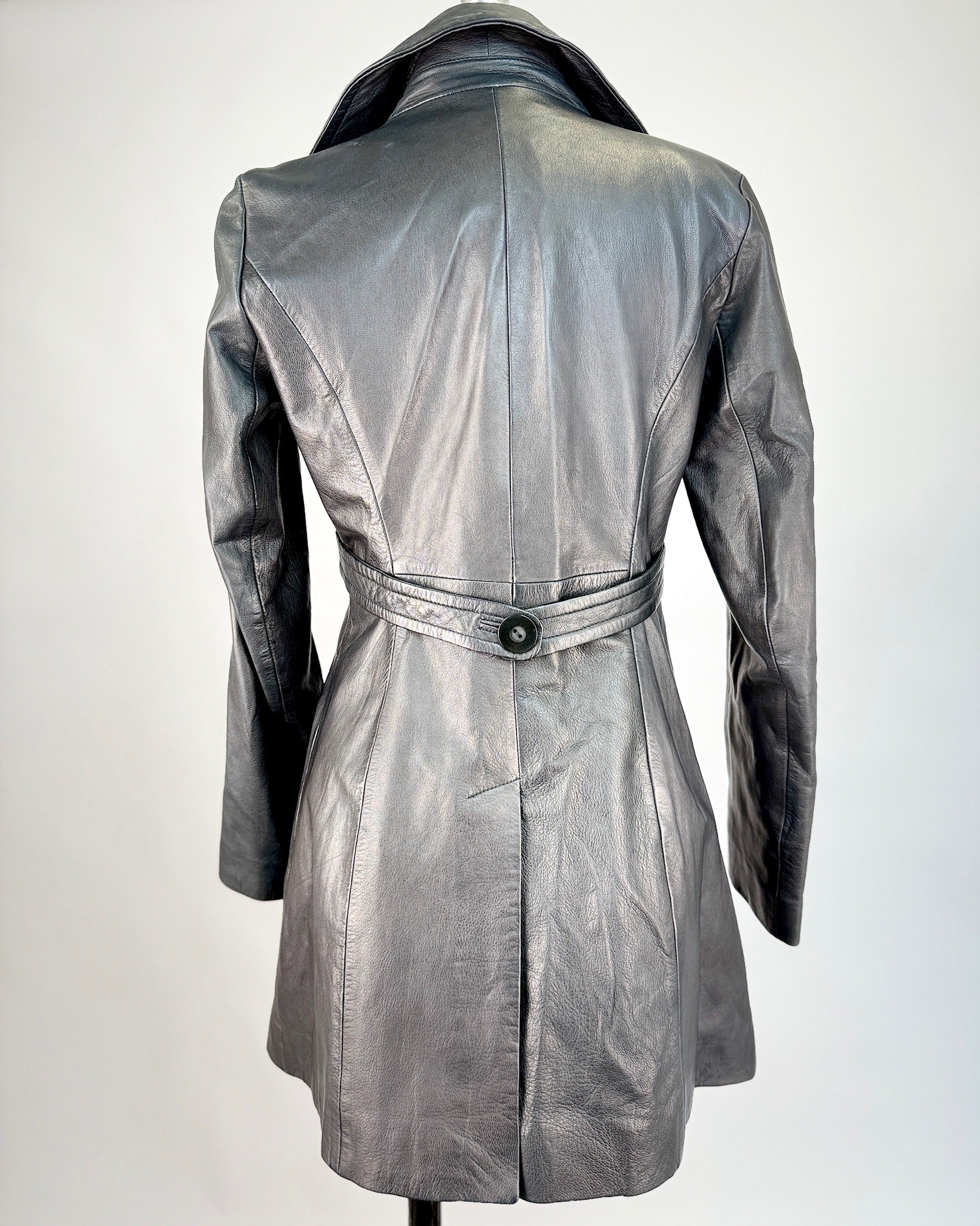 Bebe Black Leather Trench Jacket