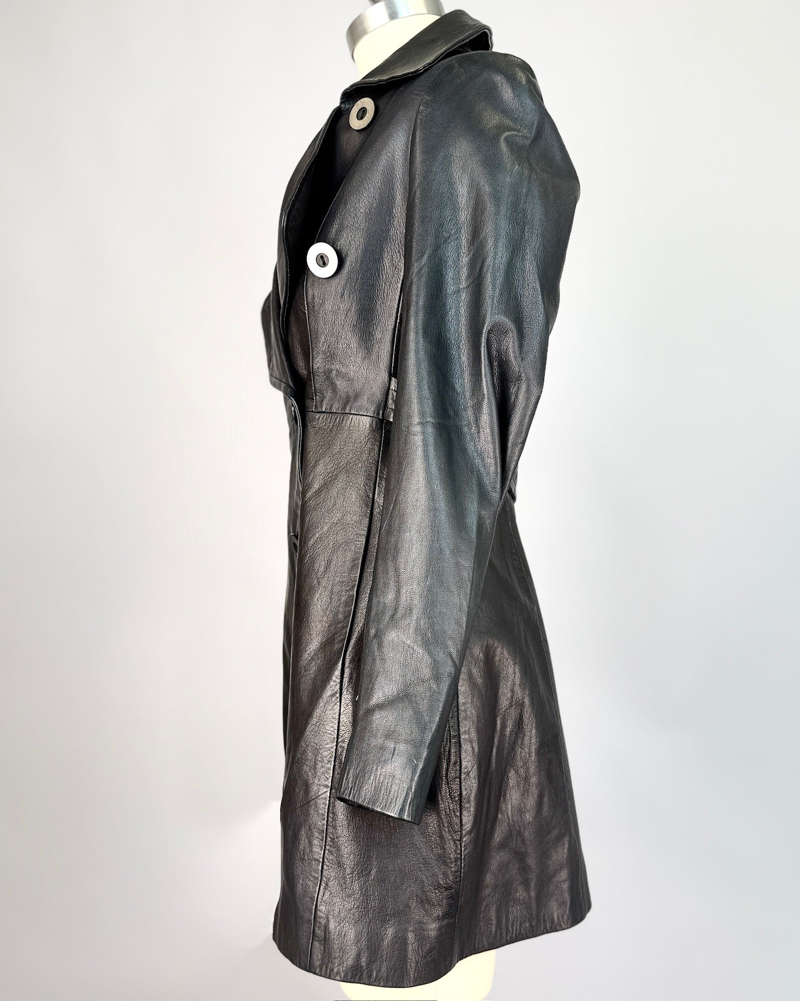 Bebe Black Leather Trench Jacket