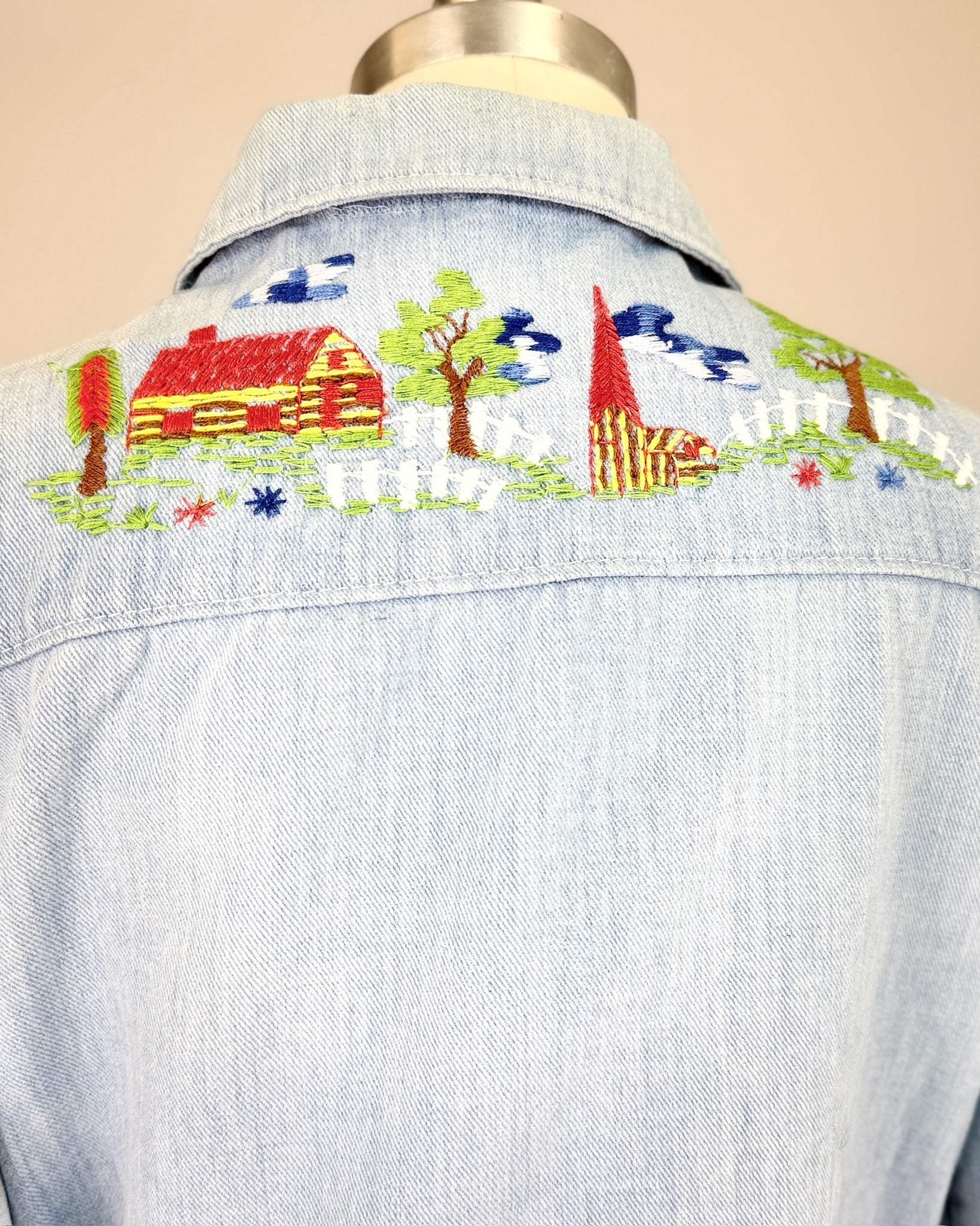 70s Baby Blue Embroidered Jacket