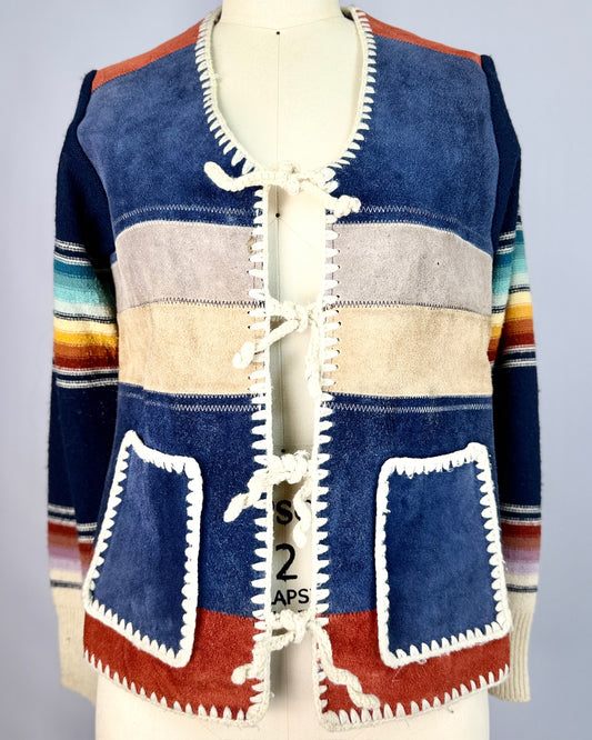 70s Striped Saltillo Suede Knit Jacket