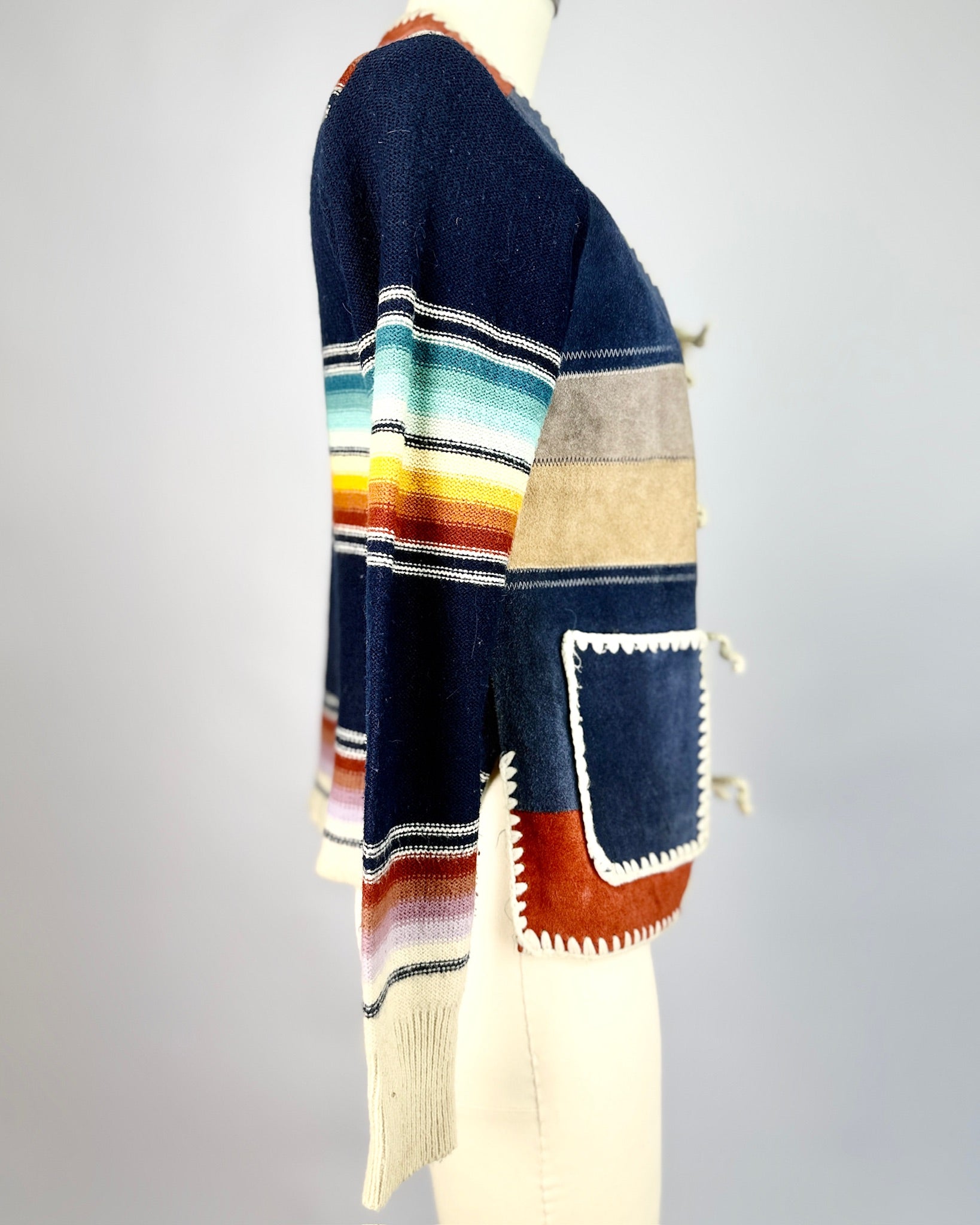 70s Striped Saltillo Suede Knit Jacket